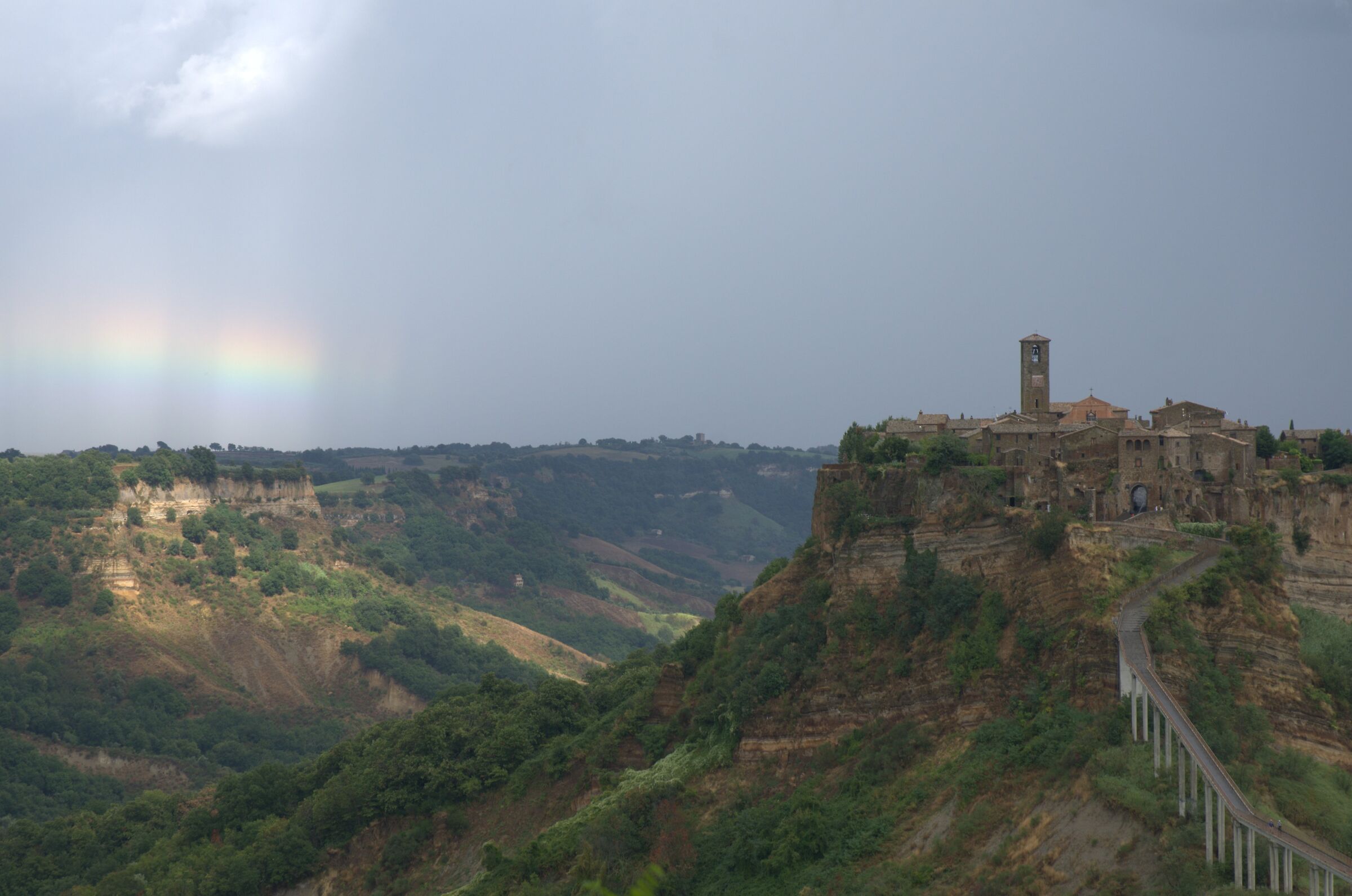 Civita di Bagno Regio with rainbow...
