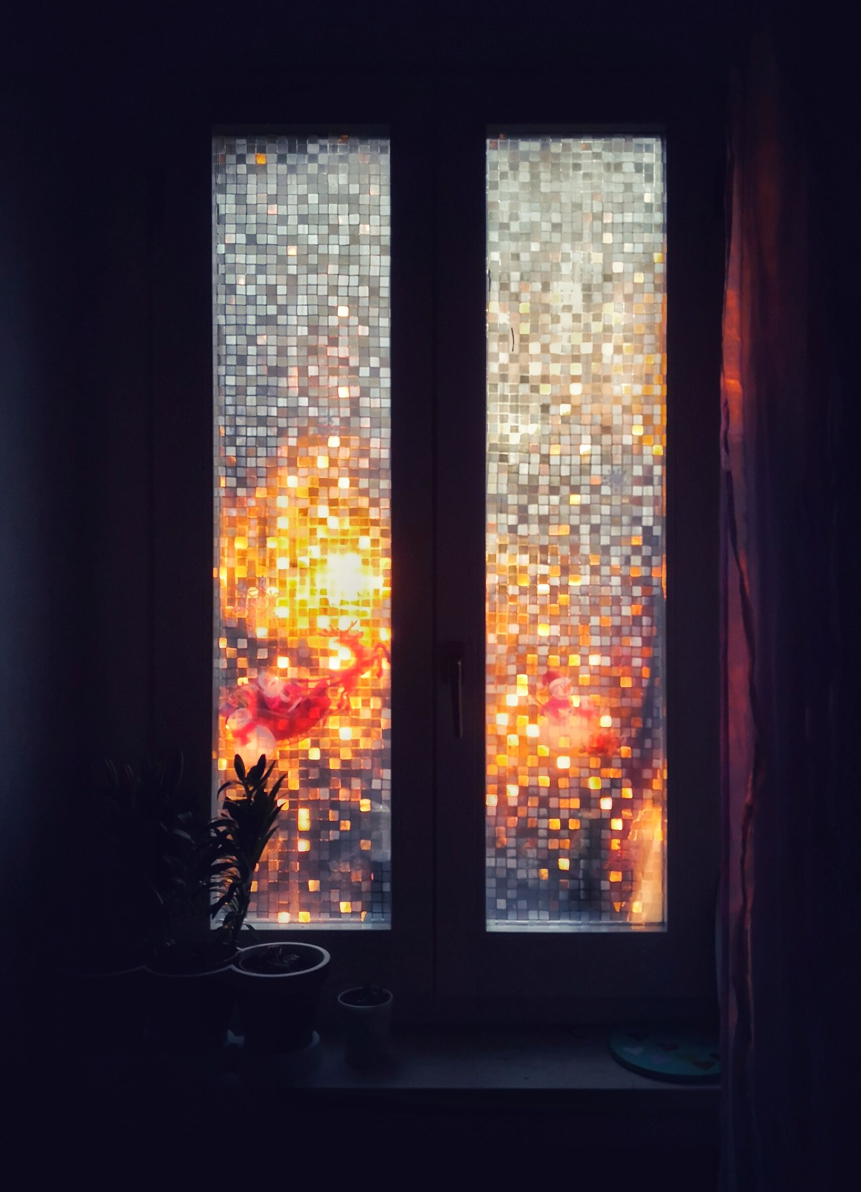 Sunset behind the window. ...