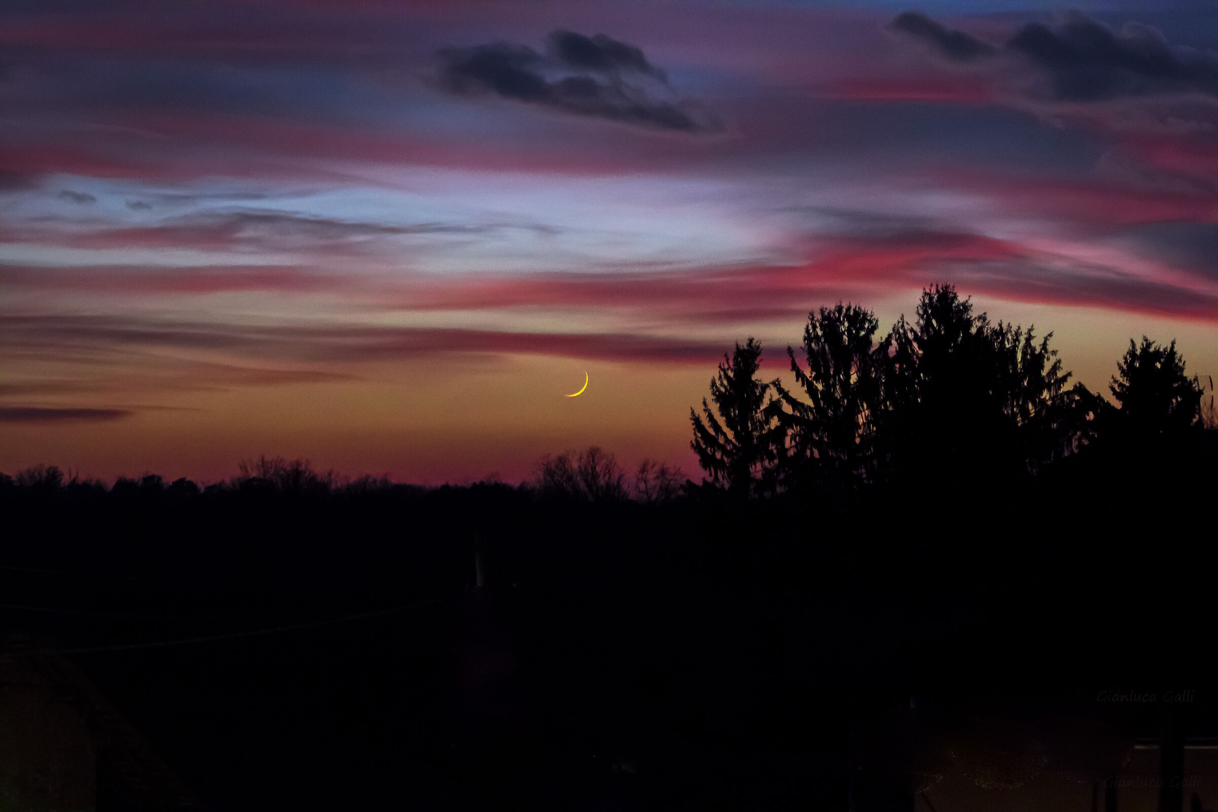 New moon in the sunset...