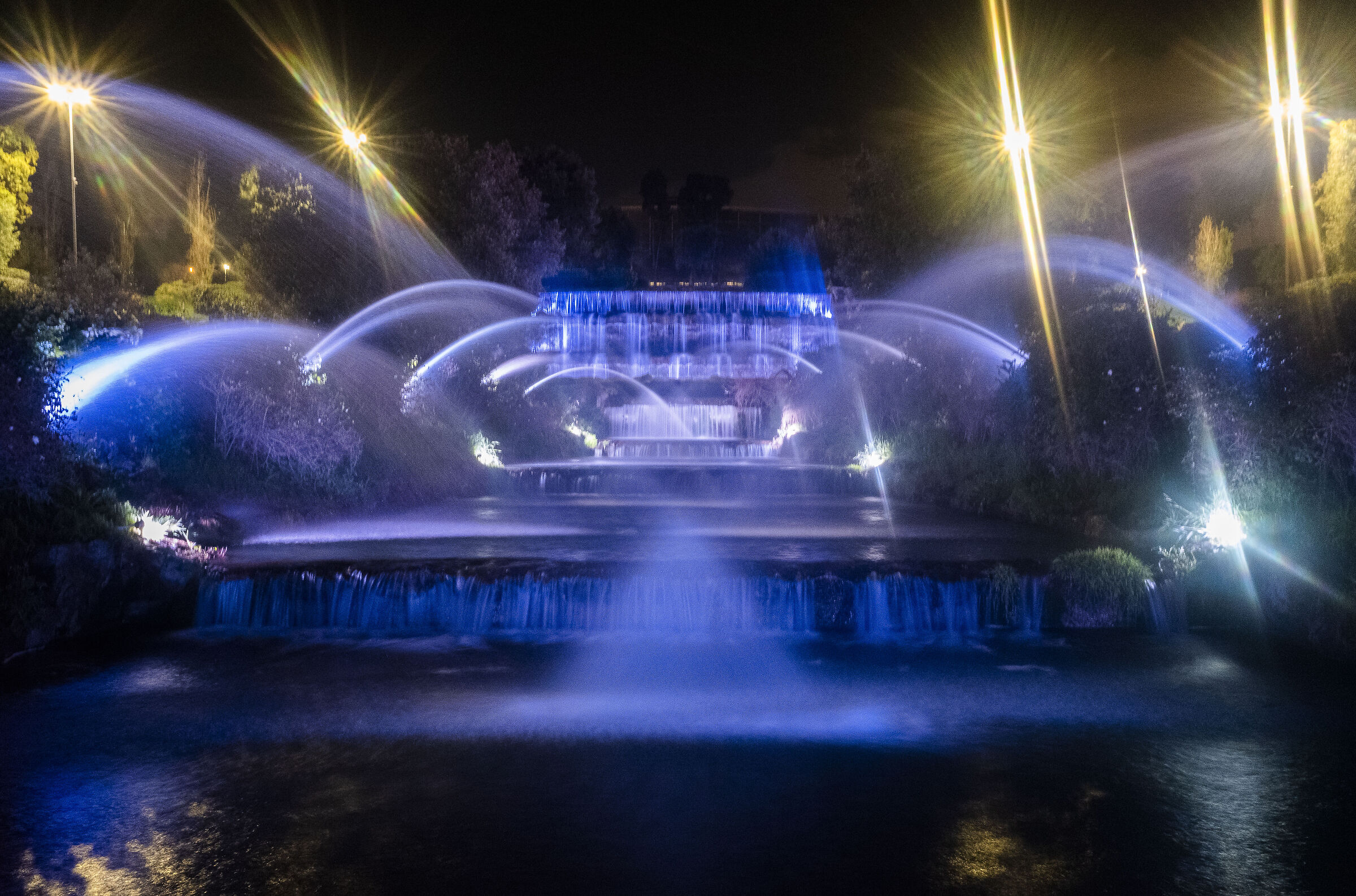 Fountains of light at the EUR pond...