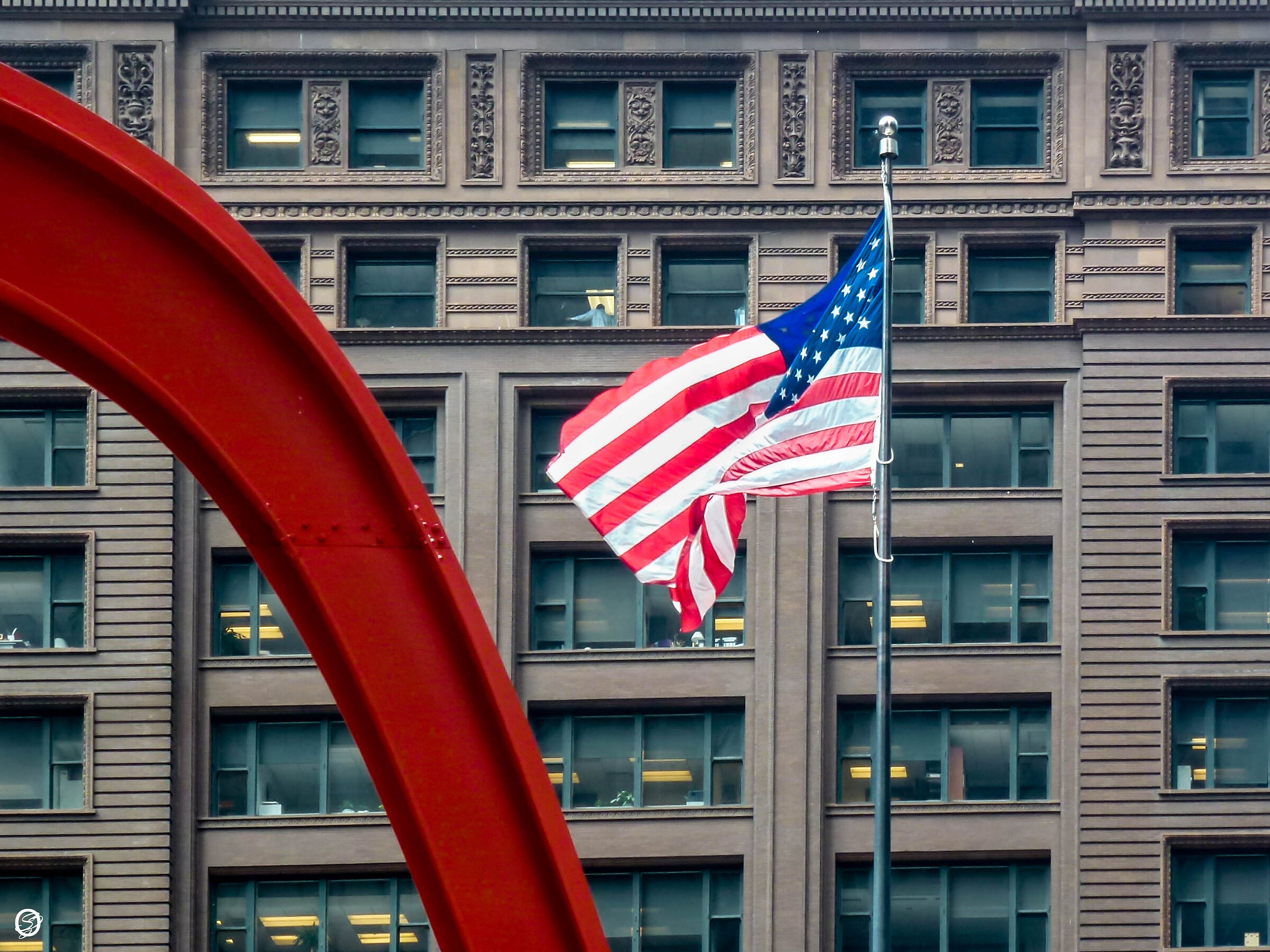Red iron & American Flag-Chicago...