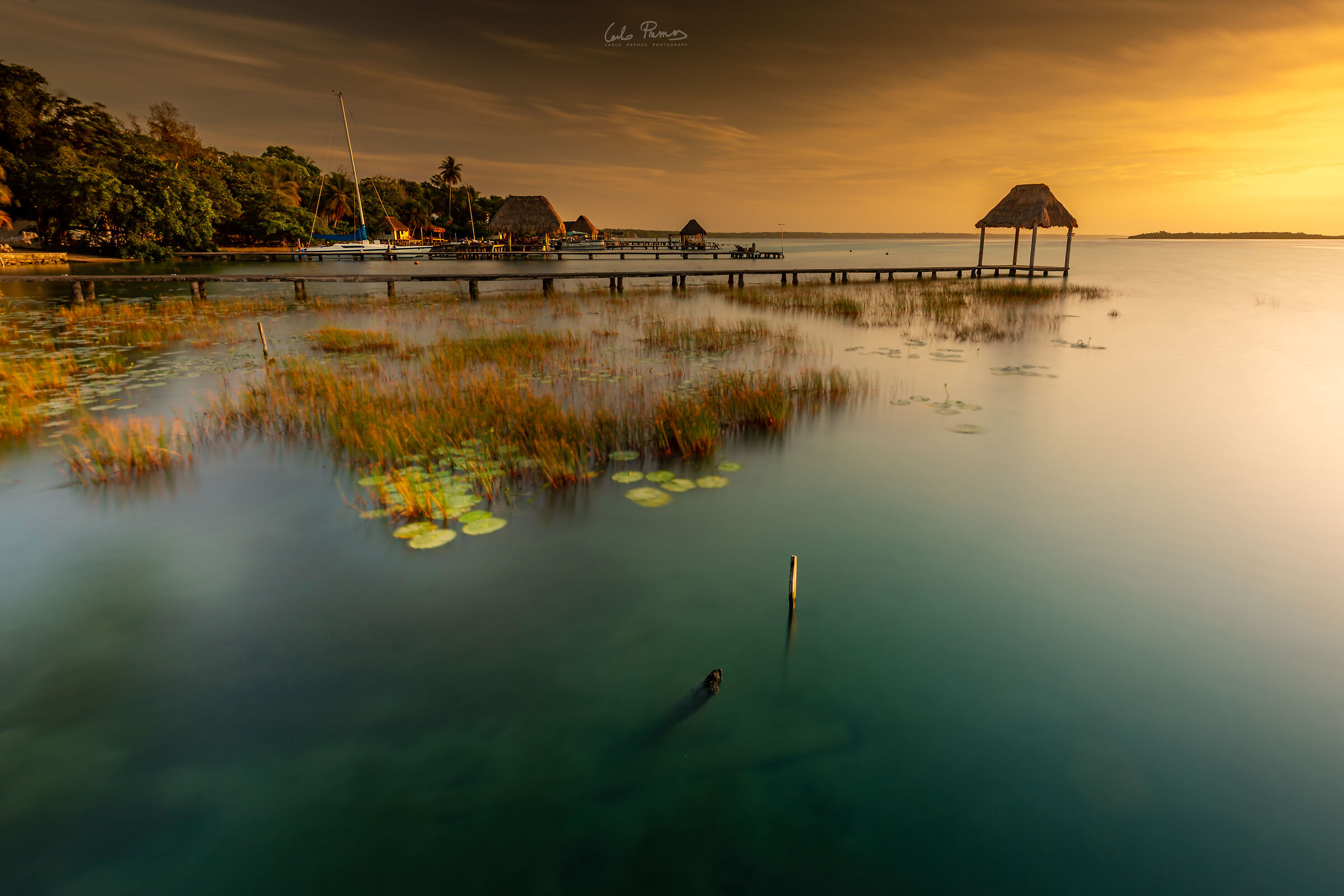 Sunrise in Bacalar, the lagoon of seven colors...