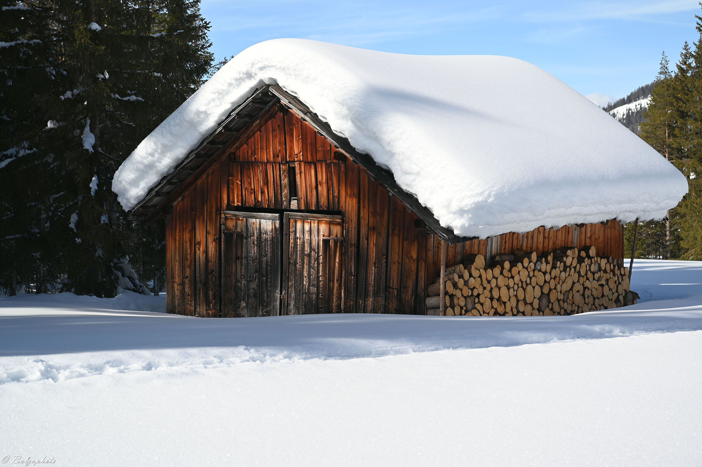 Typical barn and woodshed in loc. Armentarola, Armentarola ...