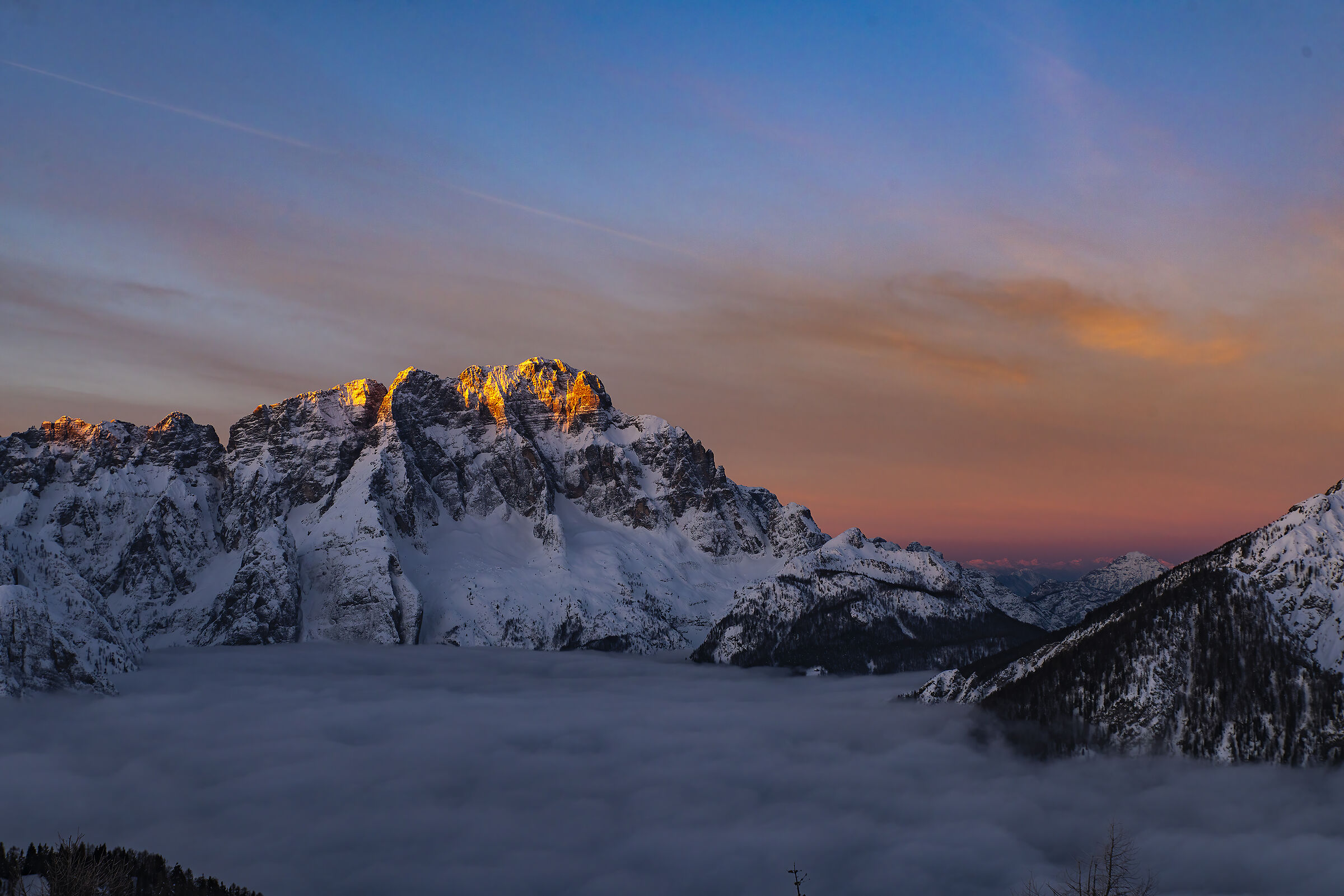 Sunrise over Montasio, Julian Alps...