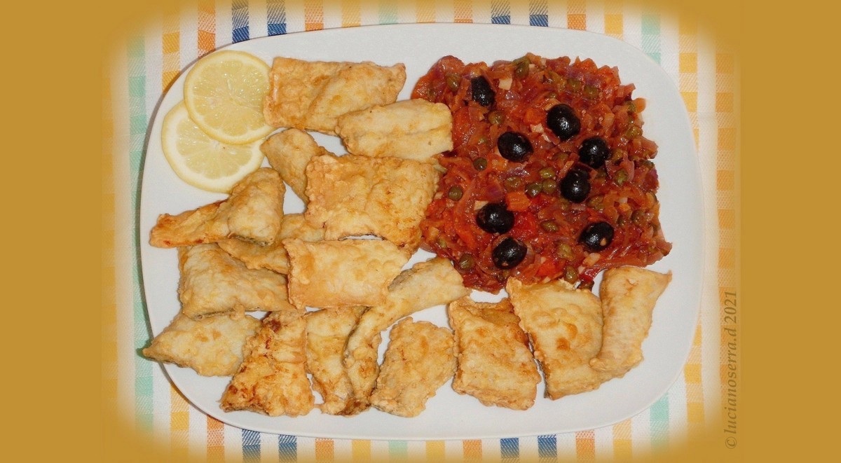 Breaded and fried sea bass...