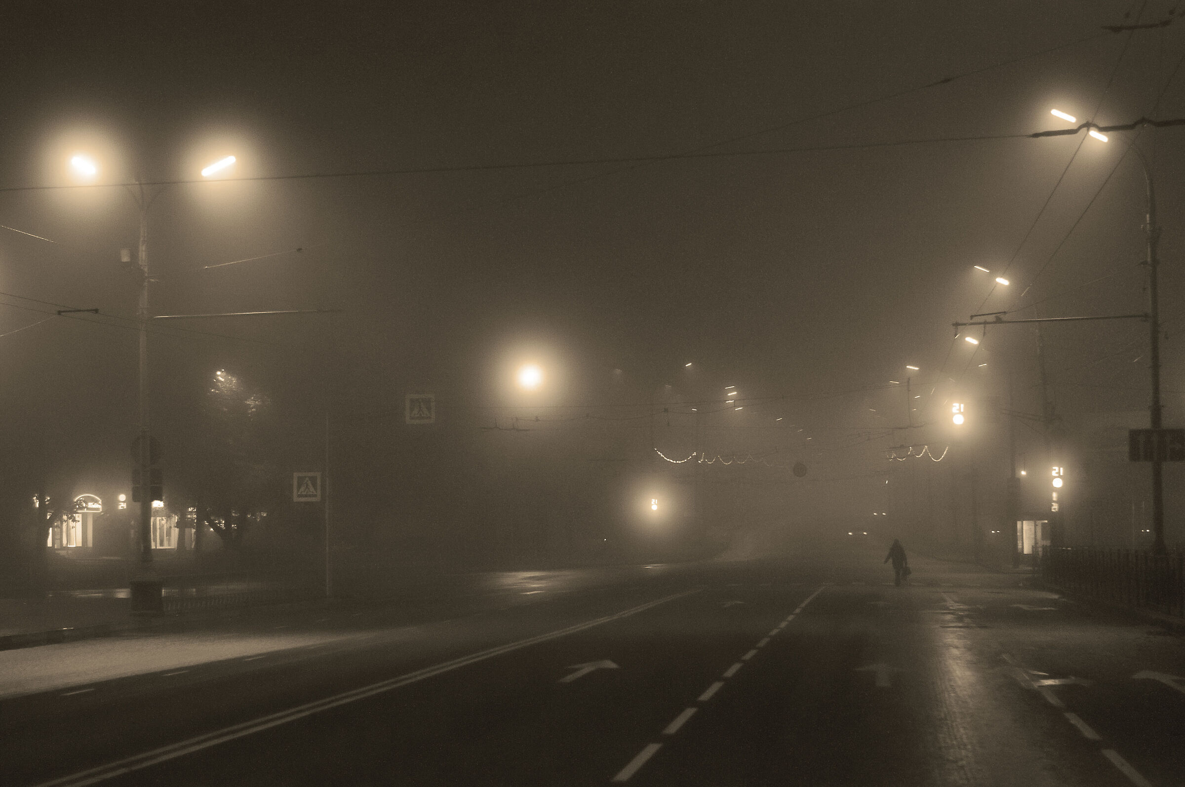 Road in the Foggy Night///...