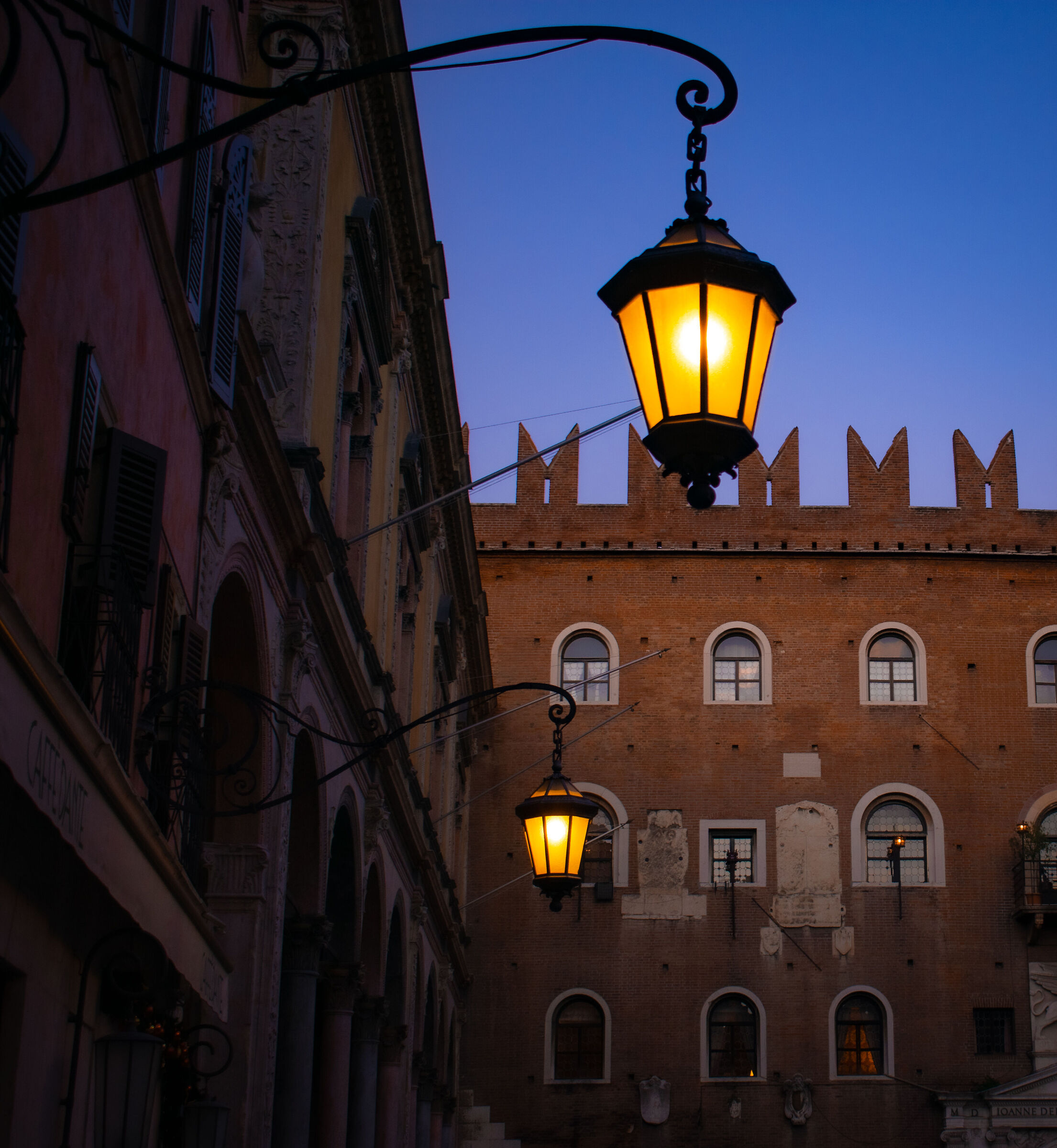 Street lights of Piazza dei Signori...