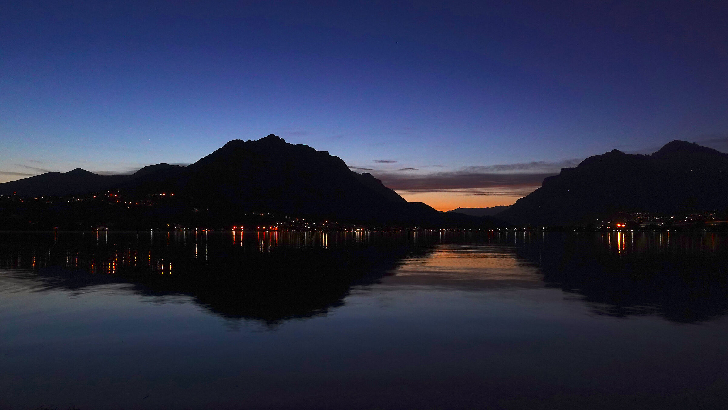 Lake Garlate, last lights on Lecco...