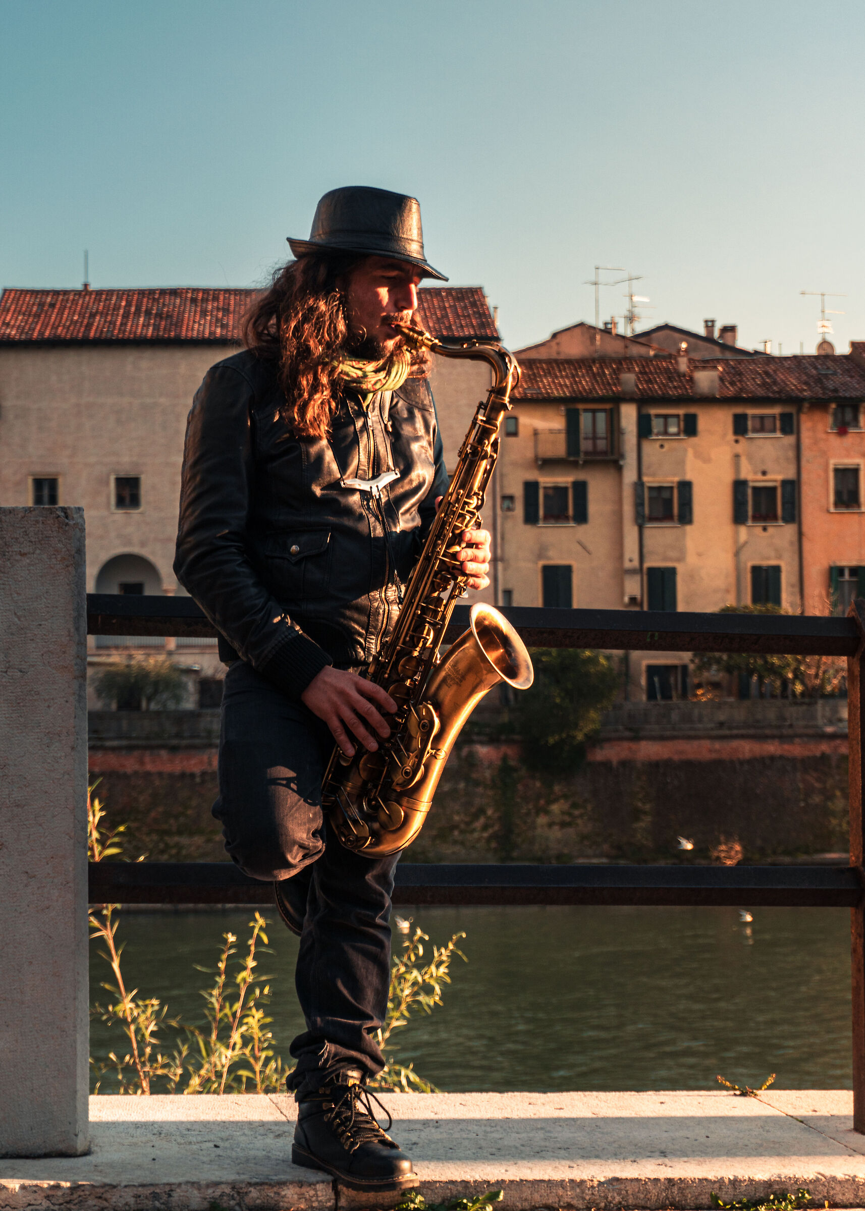 A Saxophonist in the street of Verona...