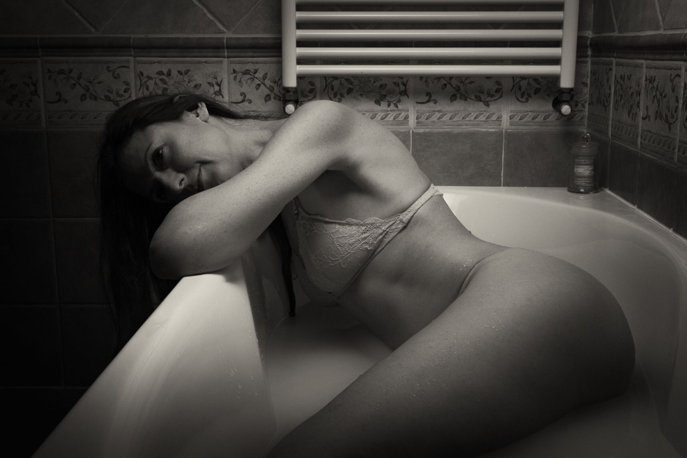 Laura in the tub...