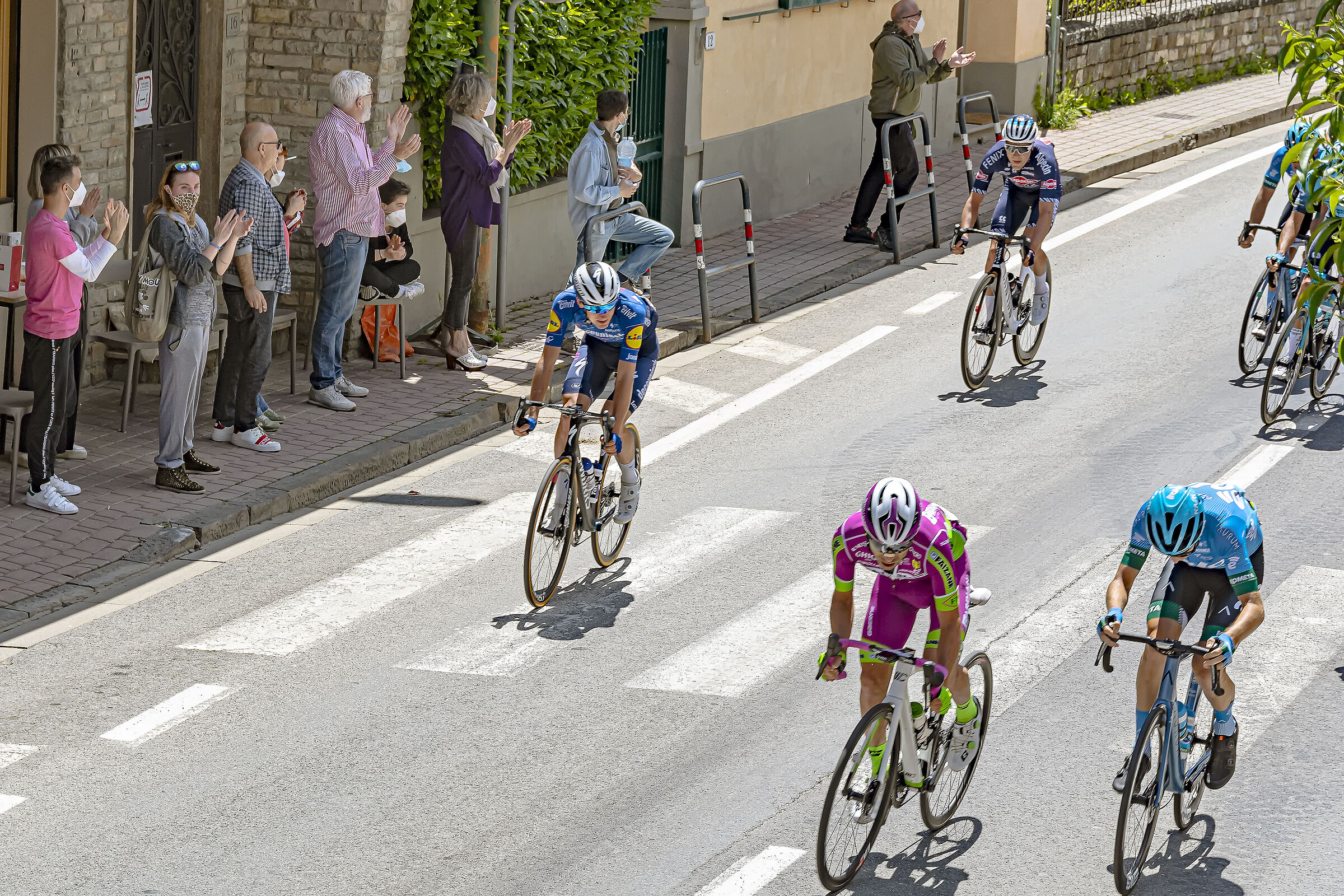 The Giro d'Italia in Greve in Chianti, the first 3 under the...
