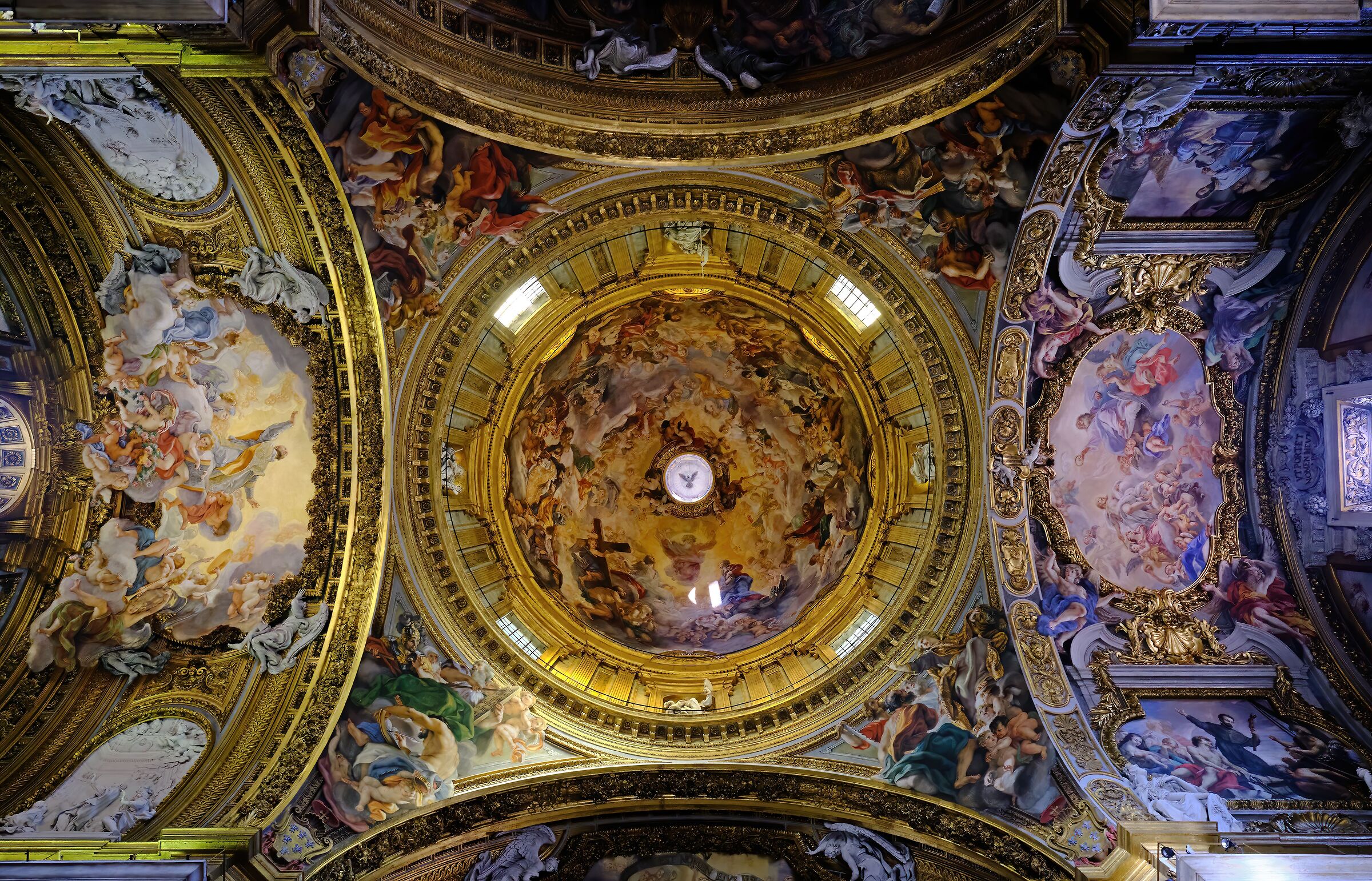 Vault of the dome church of Jesus Rome...