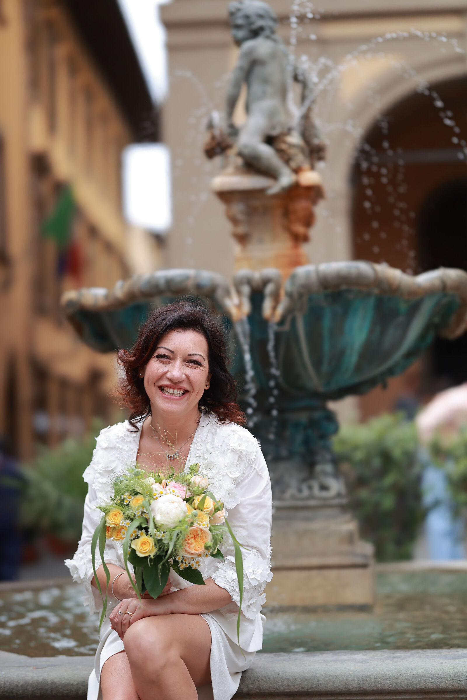 Wedding in front of the fountain of the "Bacchino"...