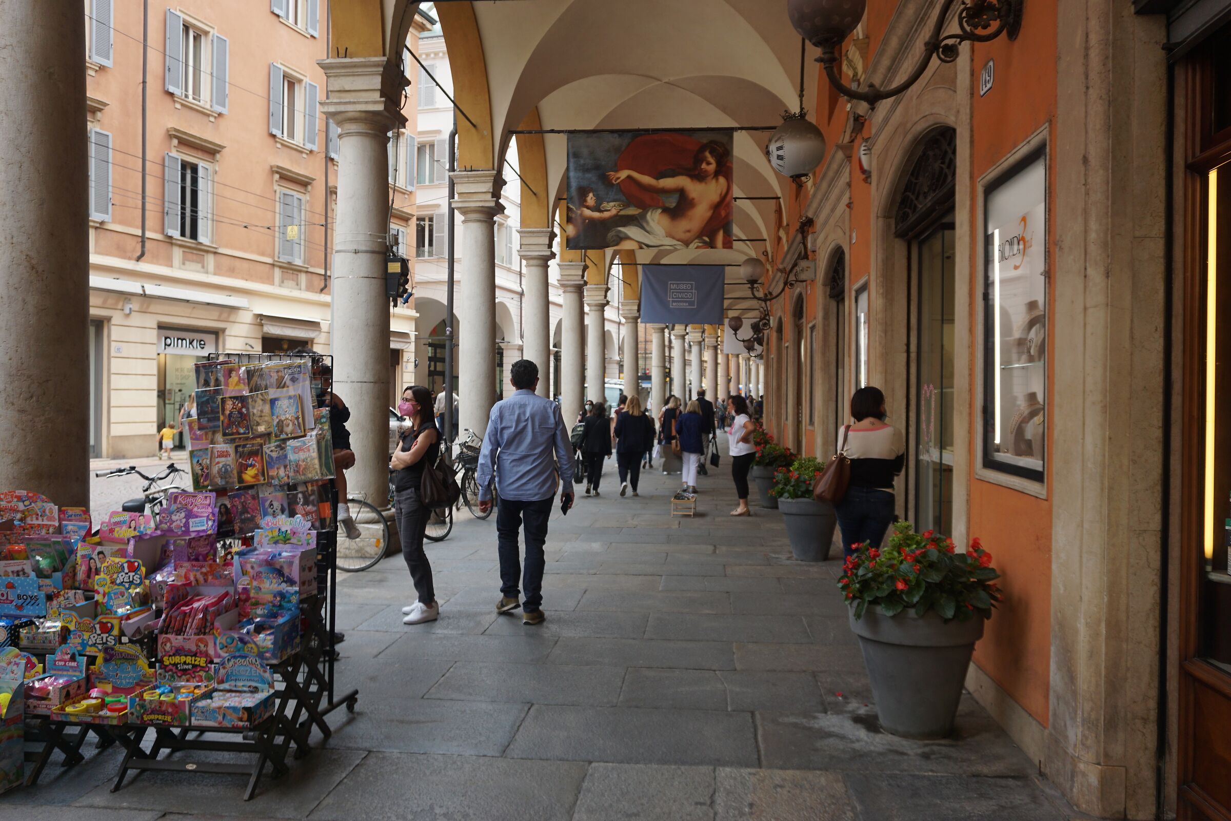The arcades of Via Emilia...