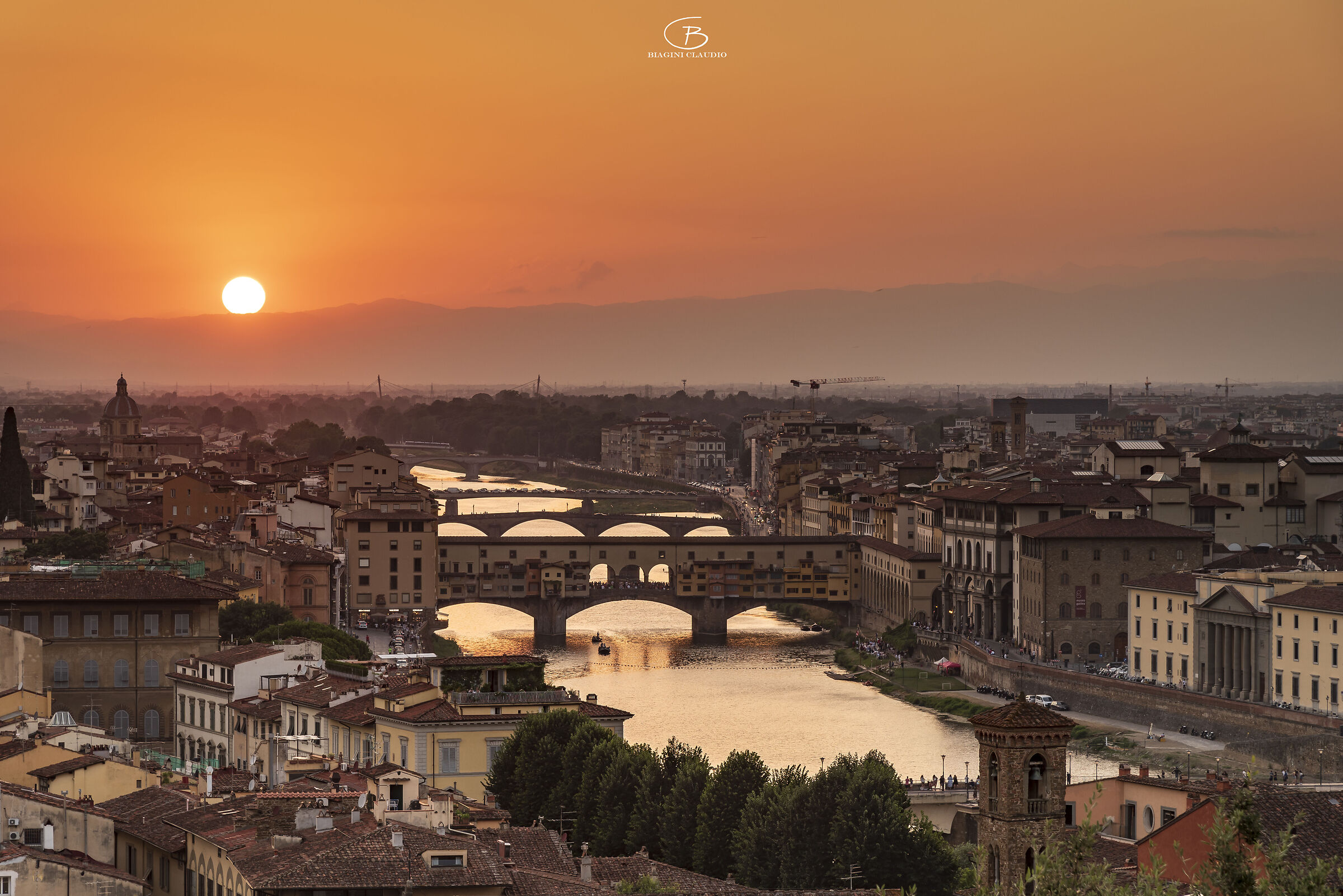 Fiery sunset over Florence...