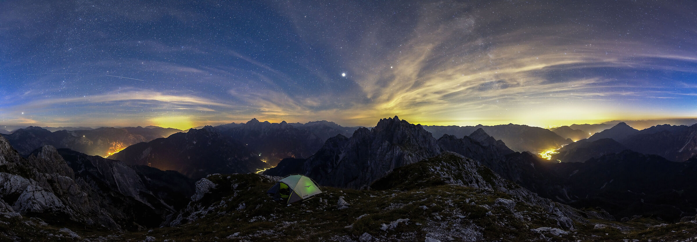 Night pano from the peaks of the Carnic...
