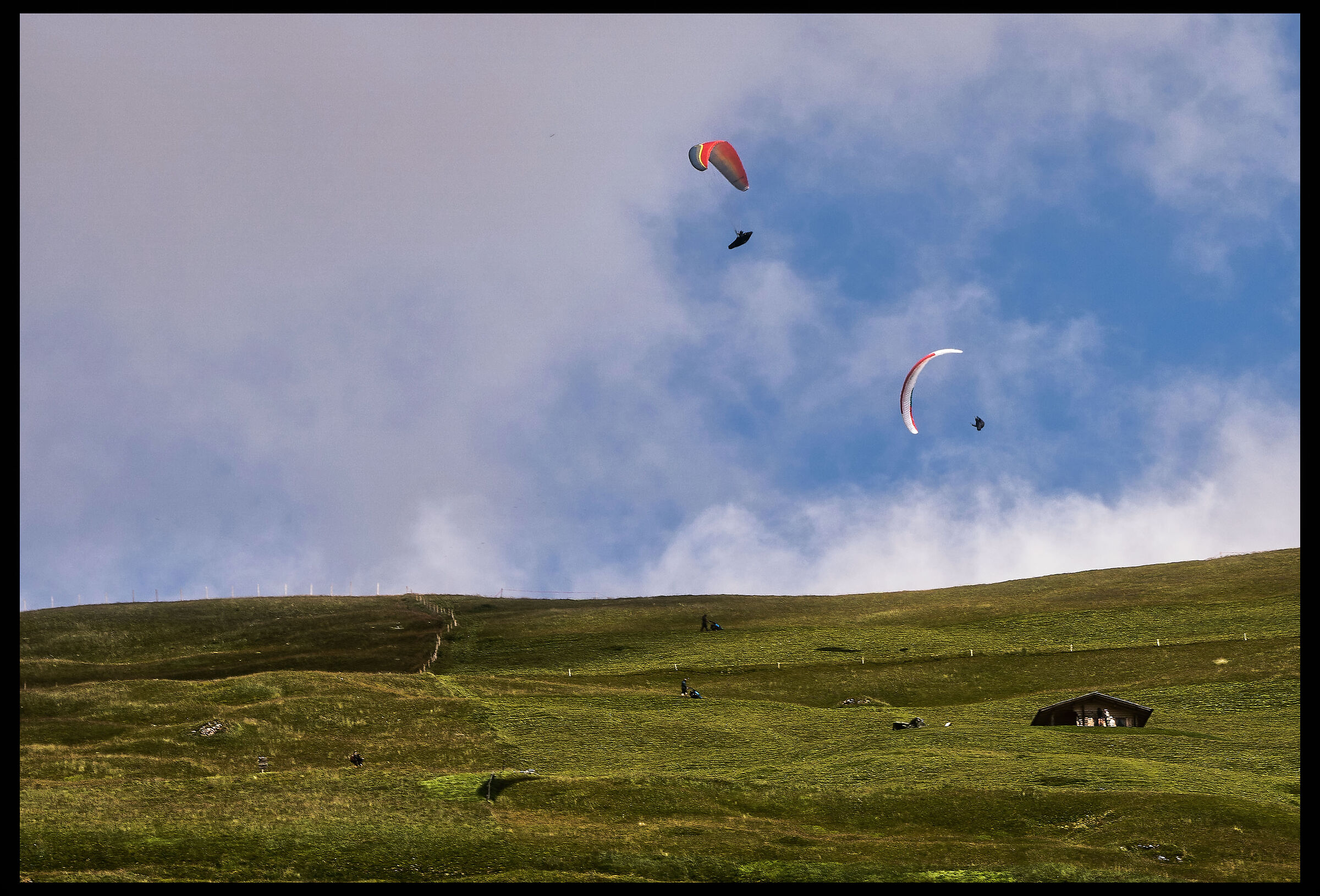 Paragliding on the Seceda...