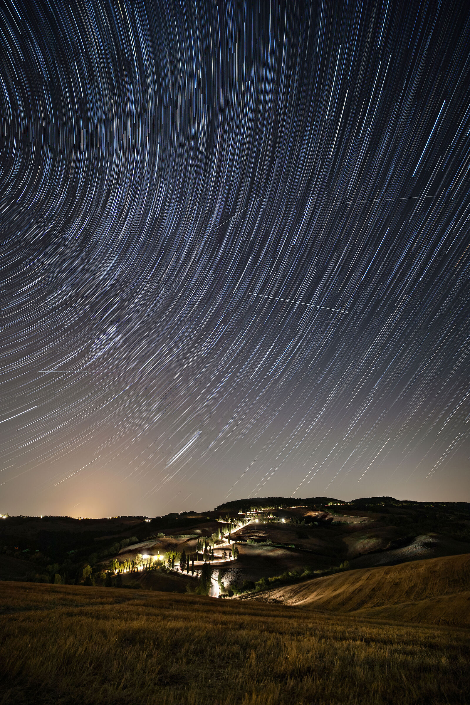 Startrail on the curves of Monticchiello...