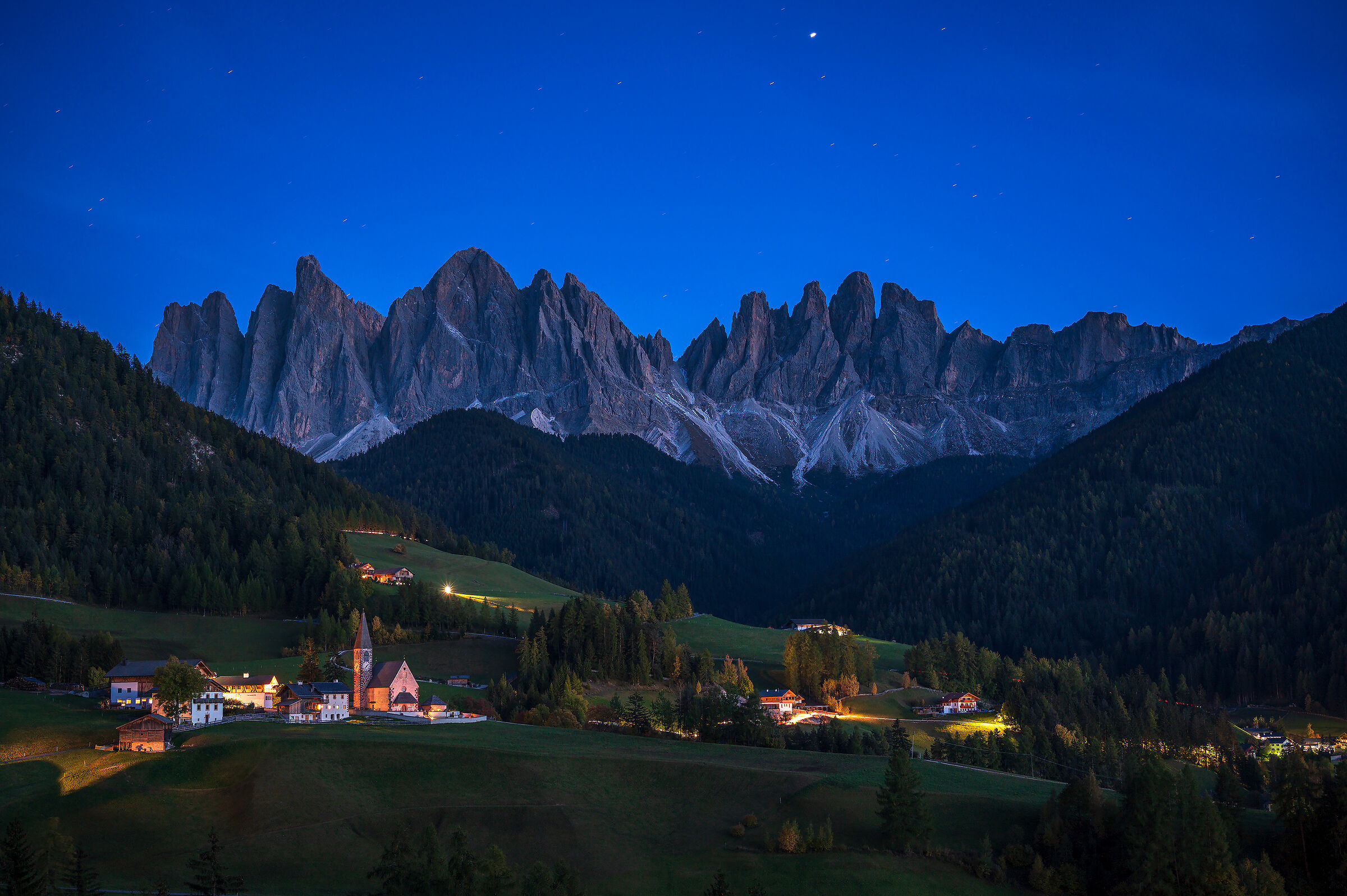 The blue hour in Val di Funes...