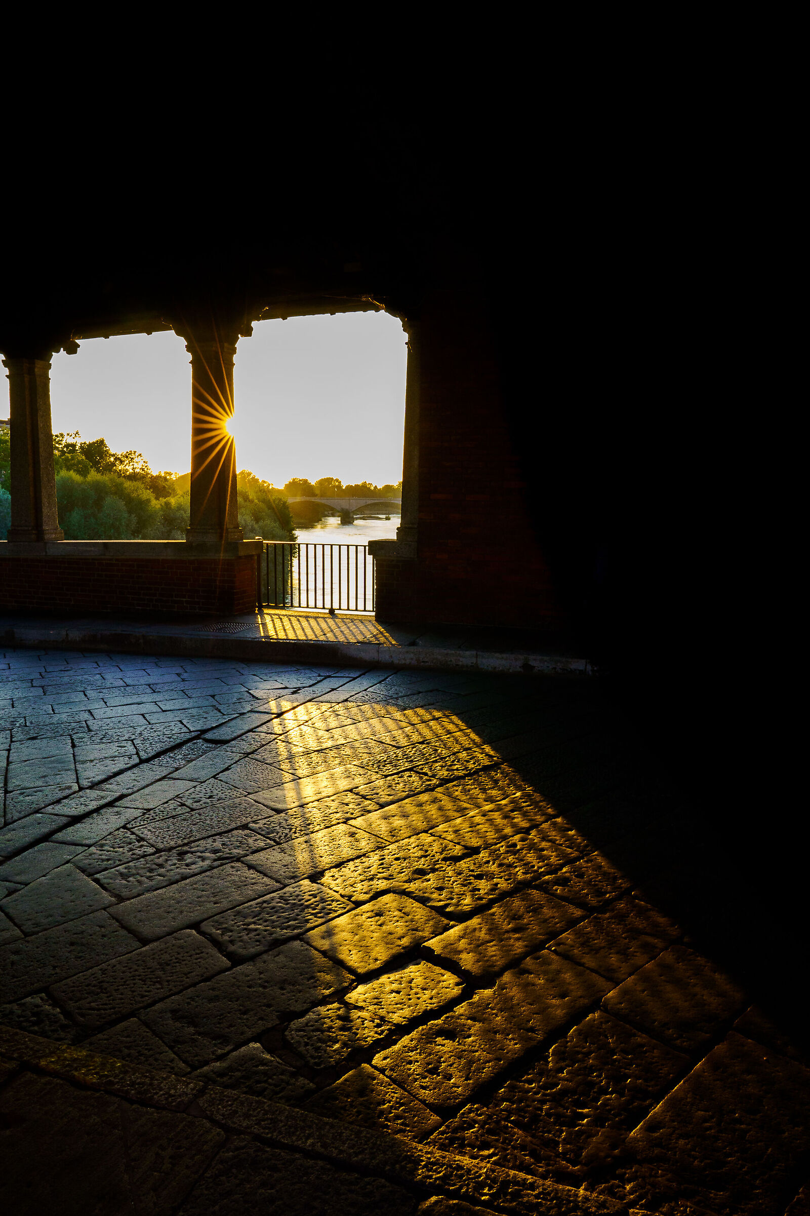 Sunset at the Covered Bridge of Pavia...