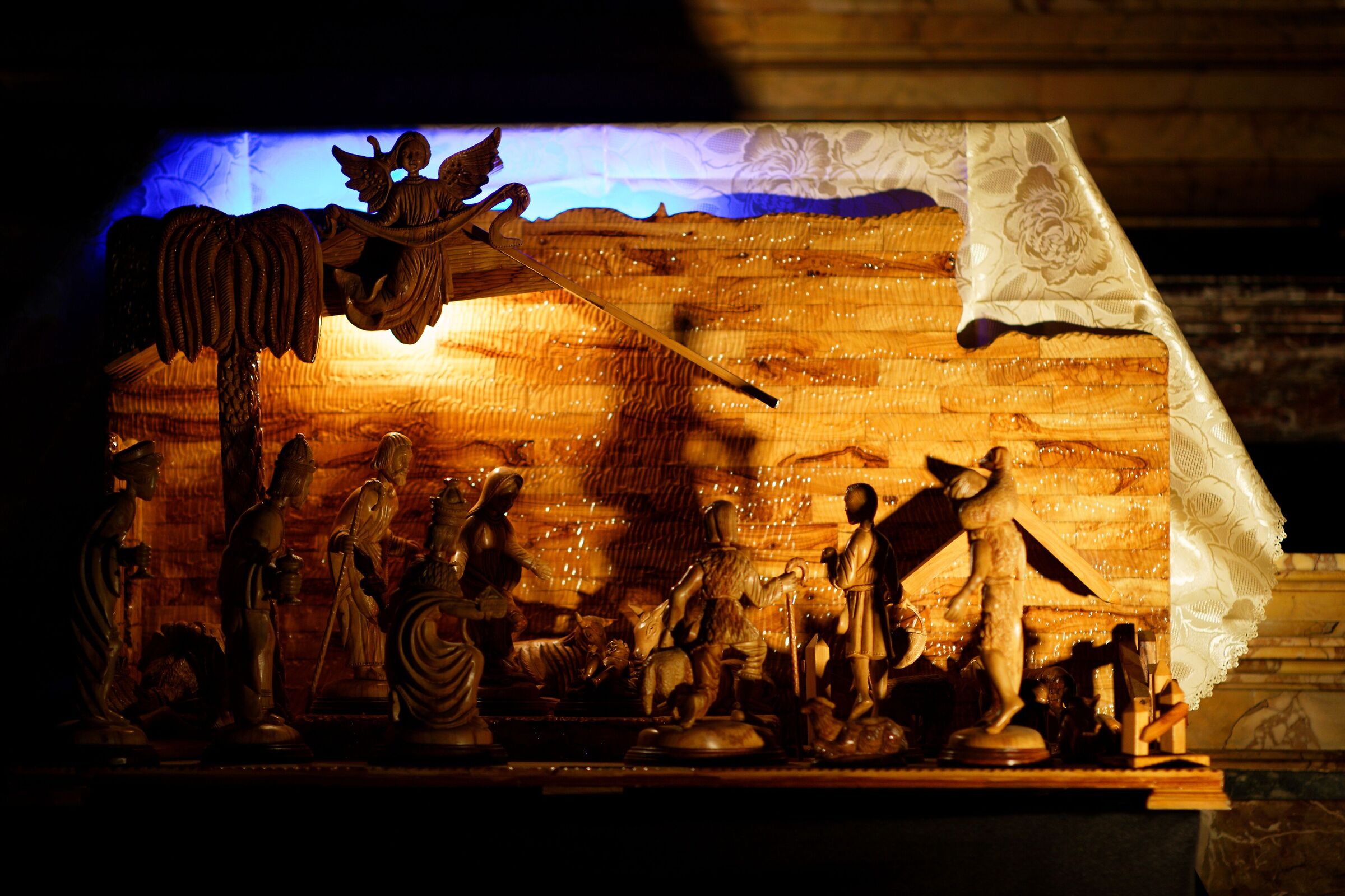 Olive wood nativity scene...