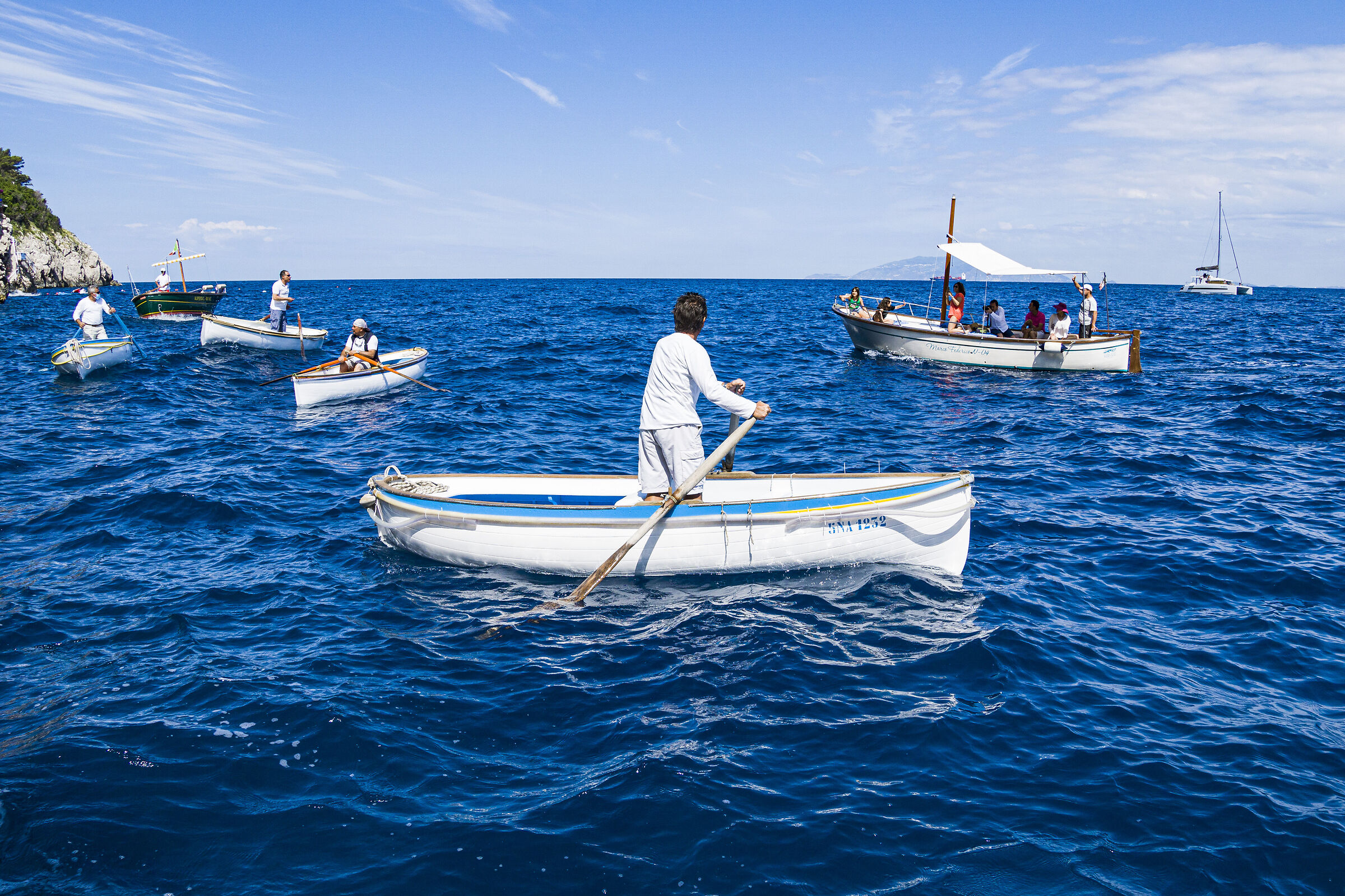 Boats in Capri for tourists boccaloni...