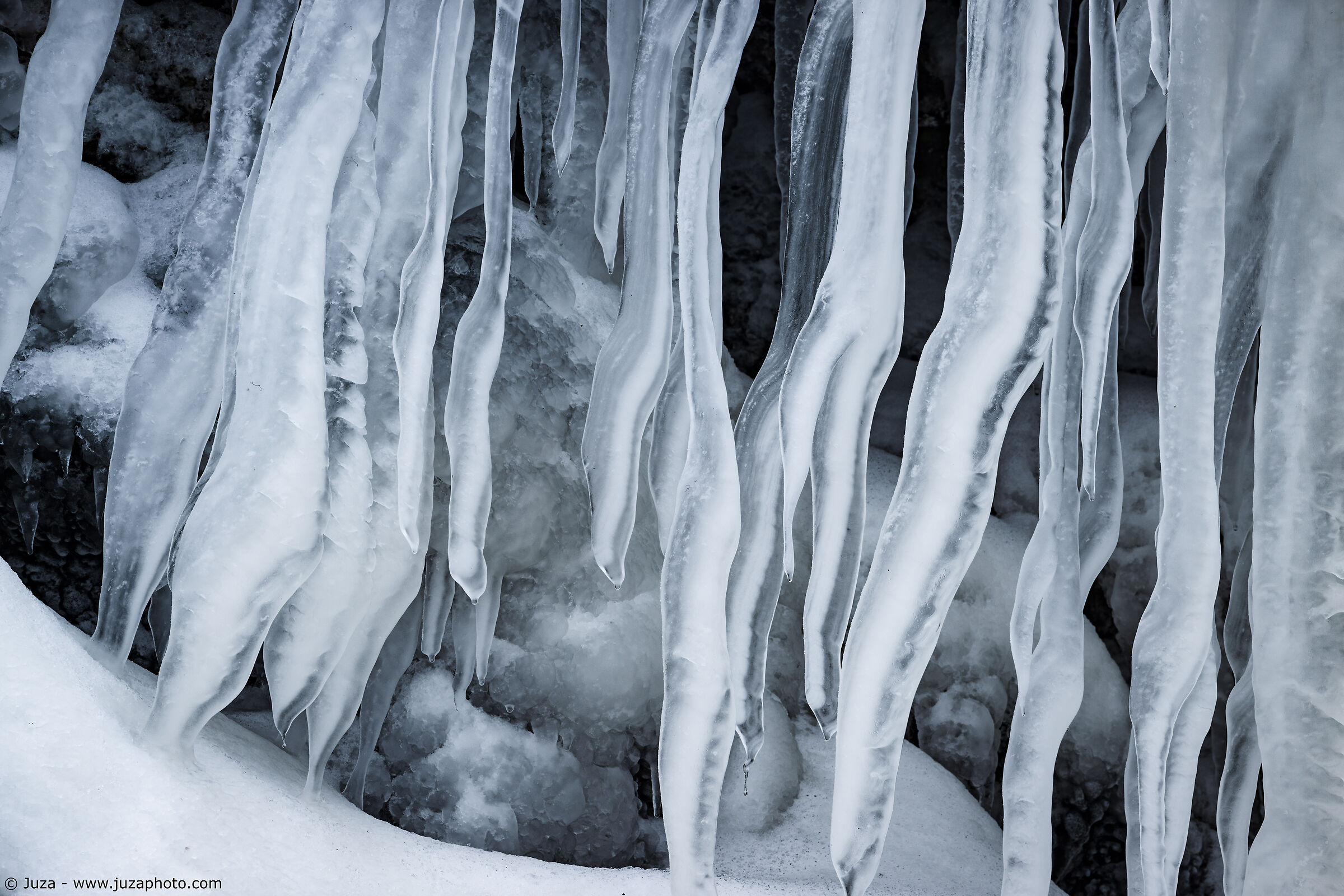 Sinuous ice forms, Tannforsen...