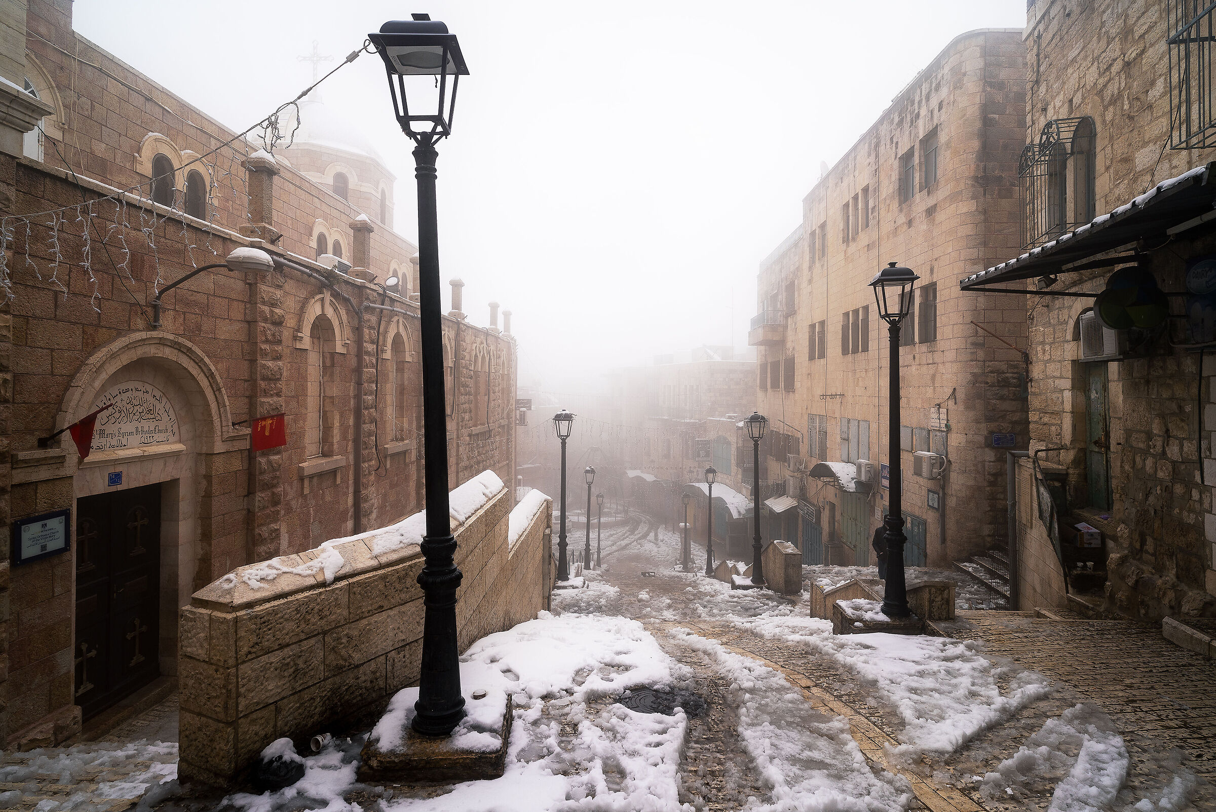 Bethlehem, snow and fog...