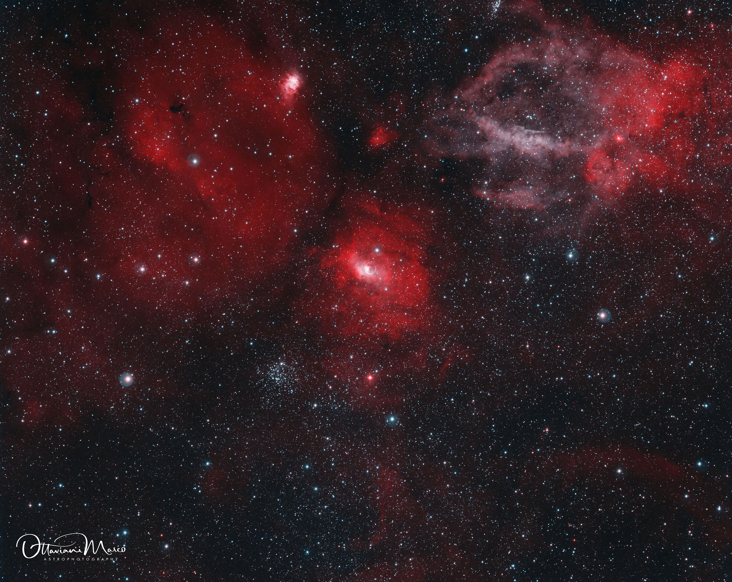 Bubble Nebula, narrowband bicolor Ha - OIII...