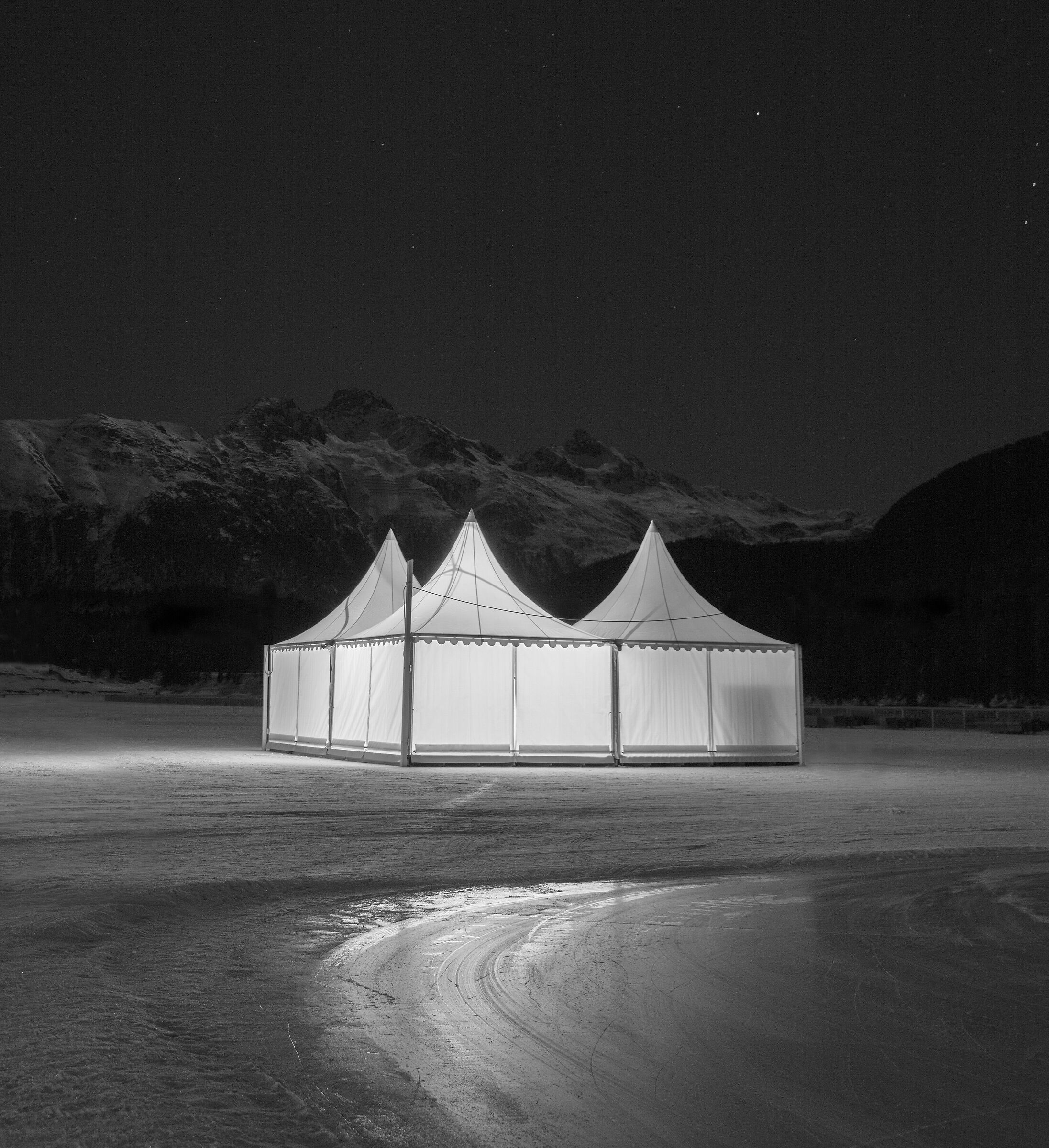 The tent on the frozen lake...