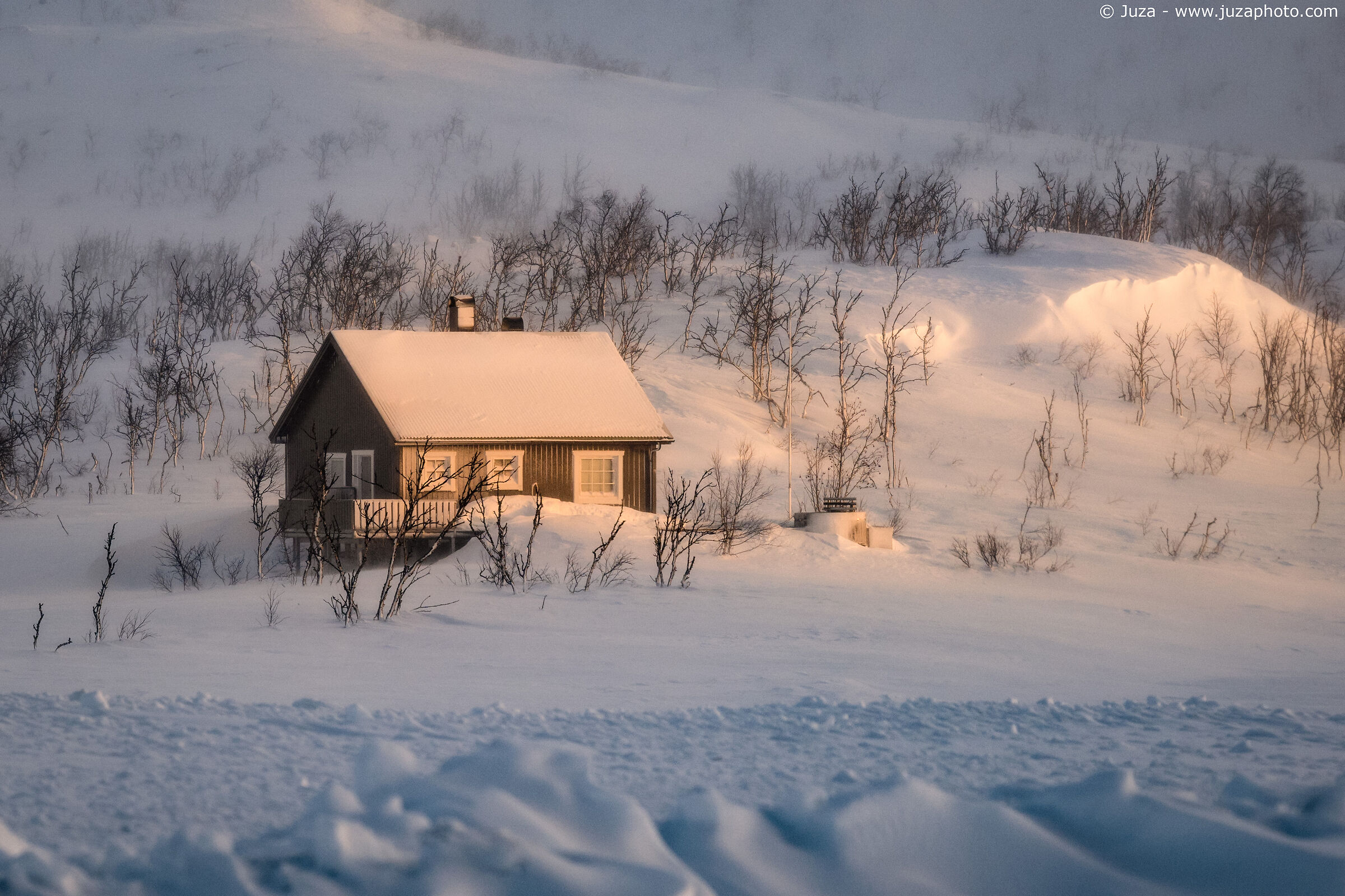 The house in the snow...