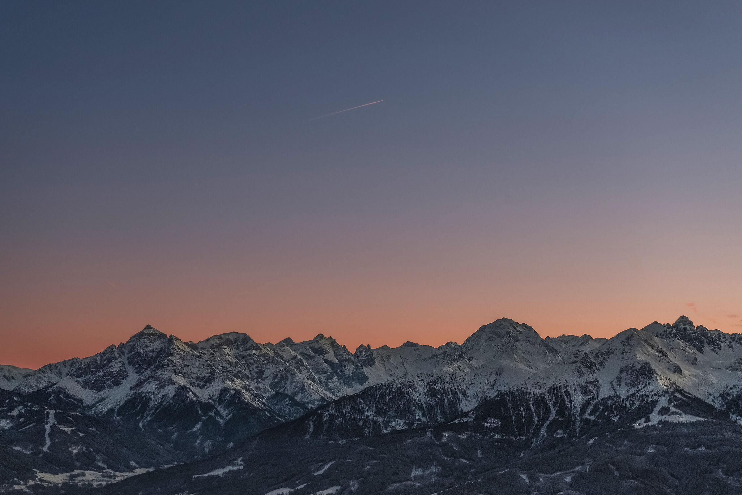 Sunset over the mountains of Innsbruck...