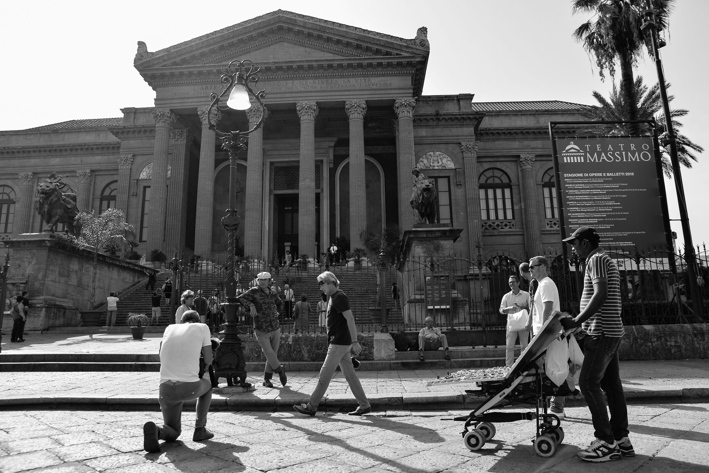 Filming at the Teatro Massimo...