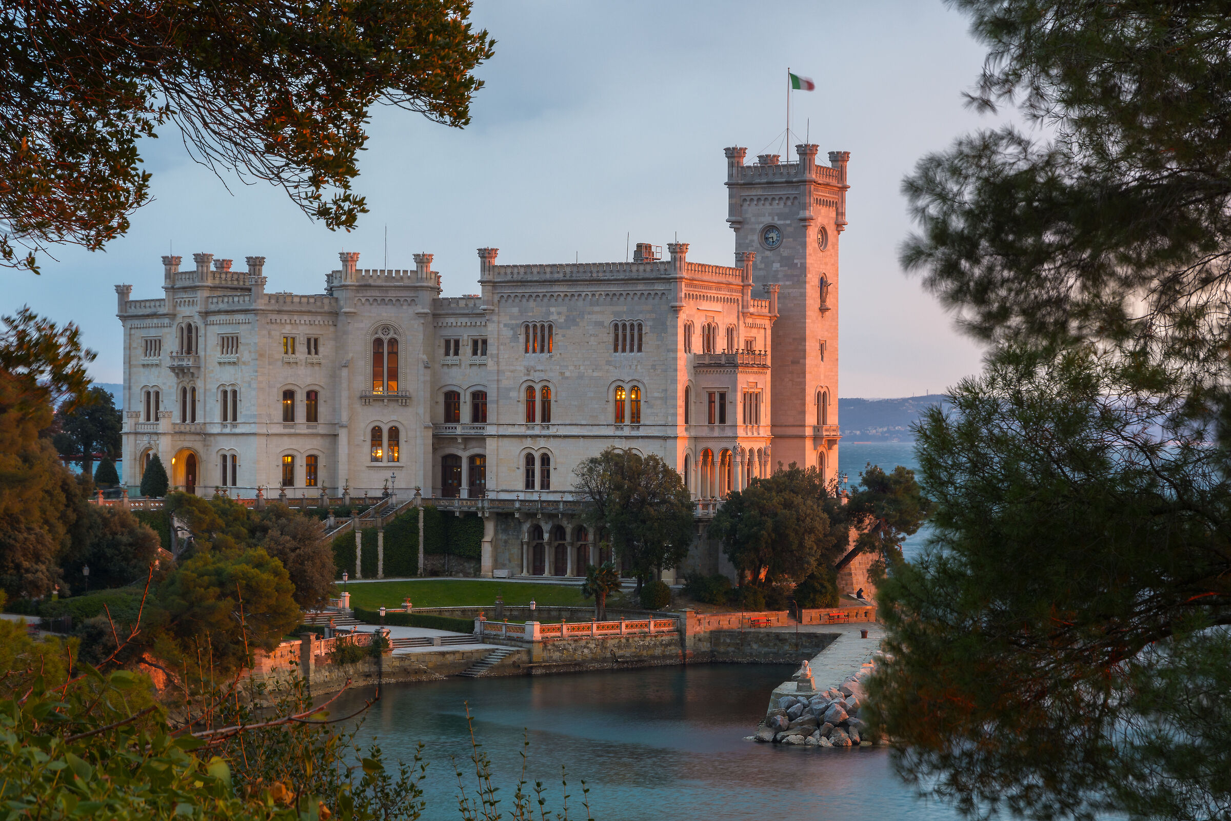 A kiss of light at Miramare Castle...