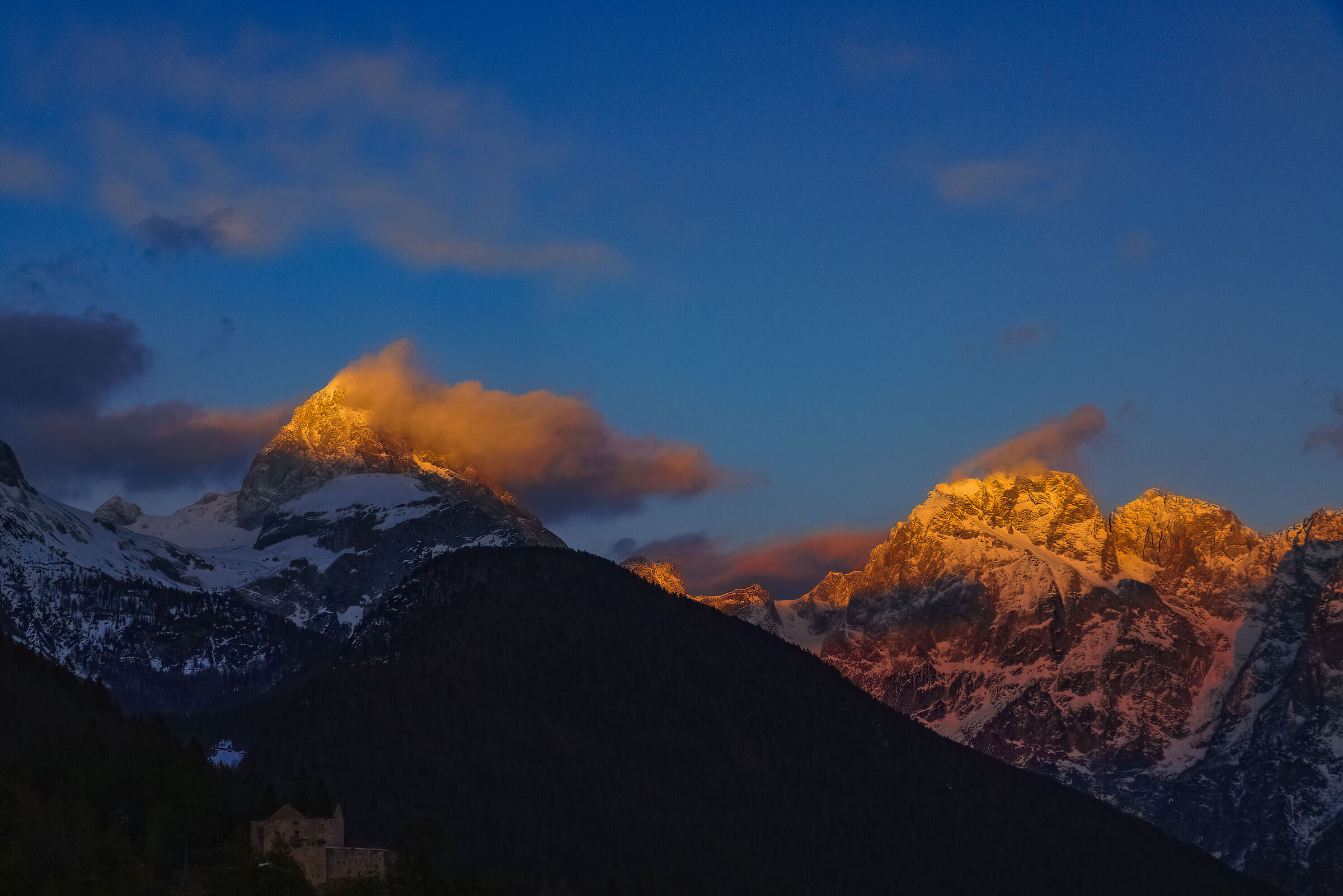 Sunset Julian Alps, Mangart and Jalovec...
