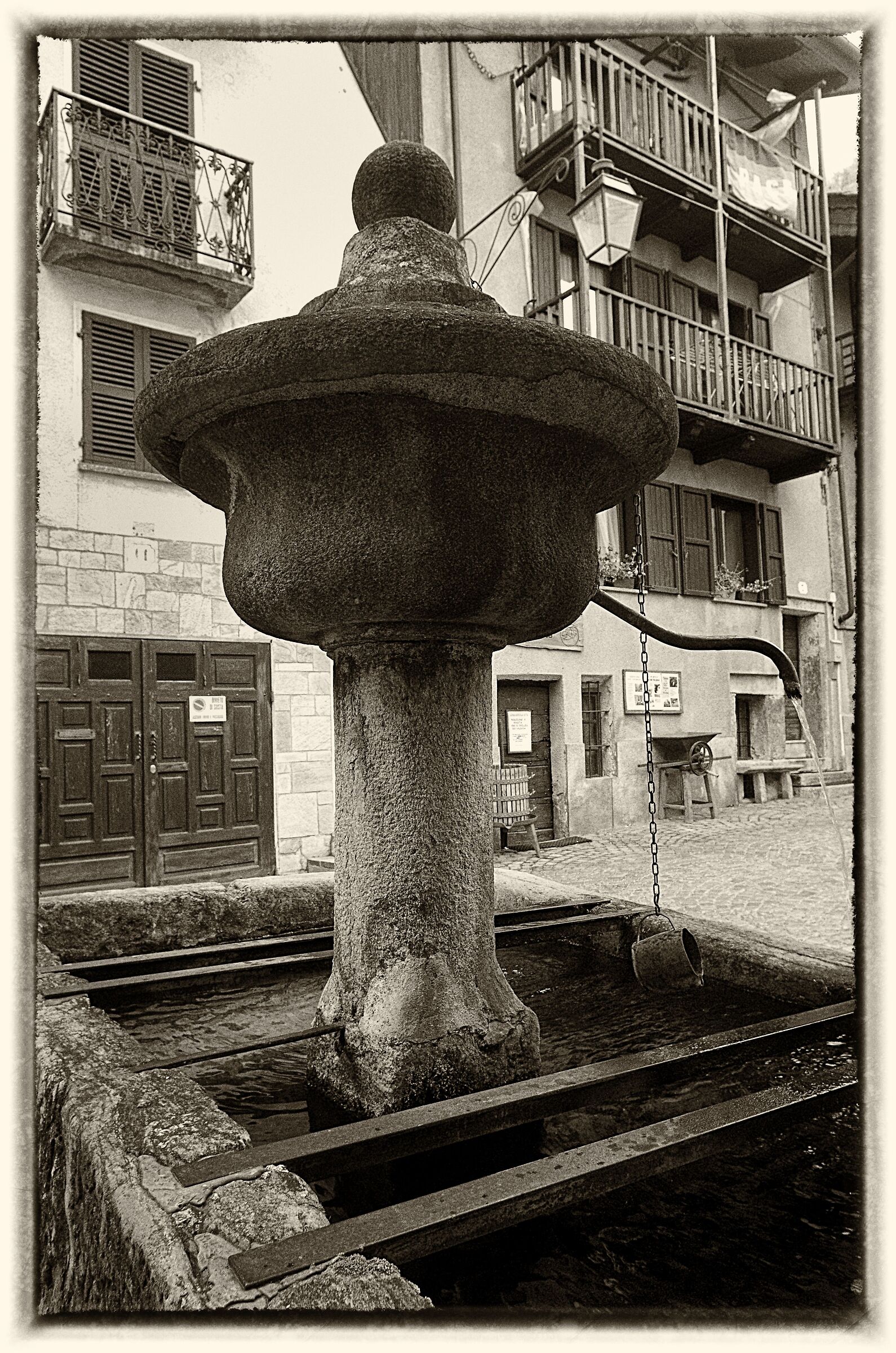 The fountain of Piazza V. Emanuele in Exilles (To)...