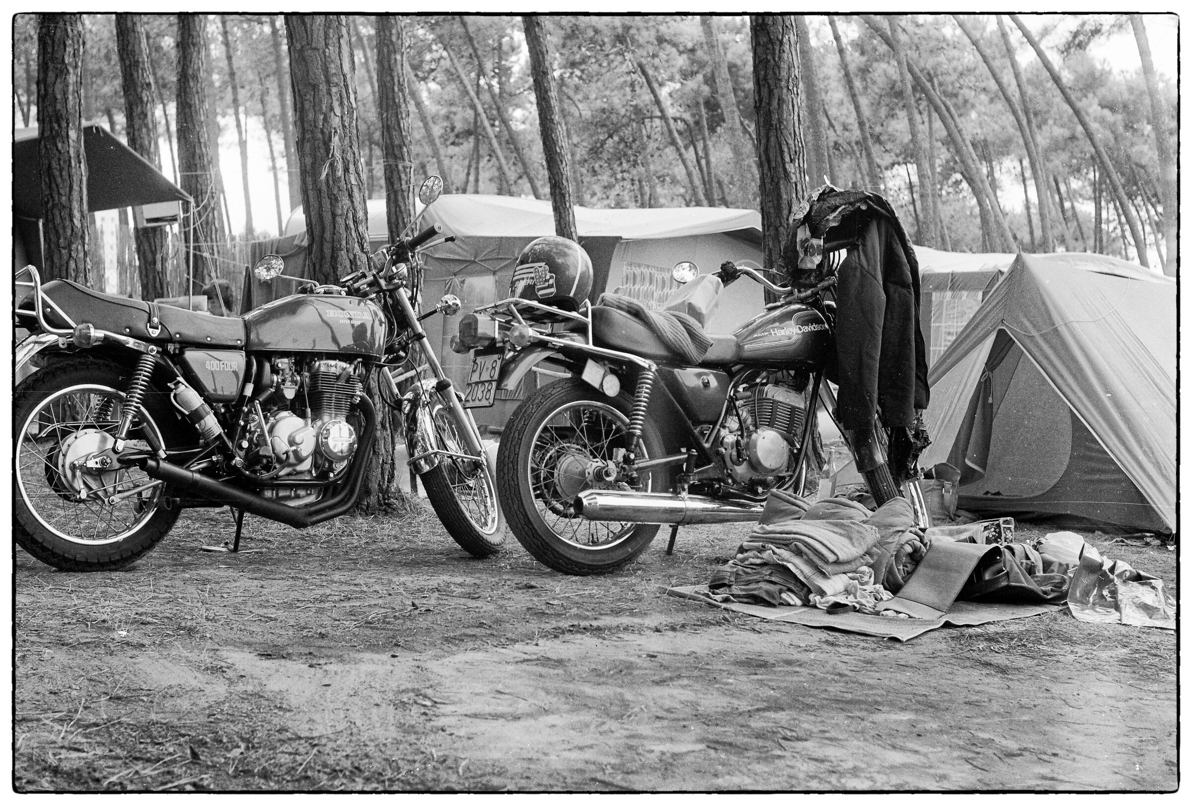 Vintage photos - Camping with Honda 400 Four and HD SST250...