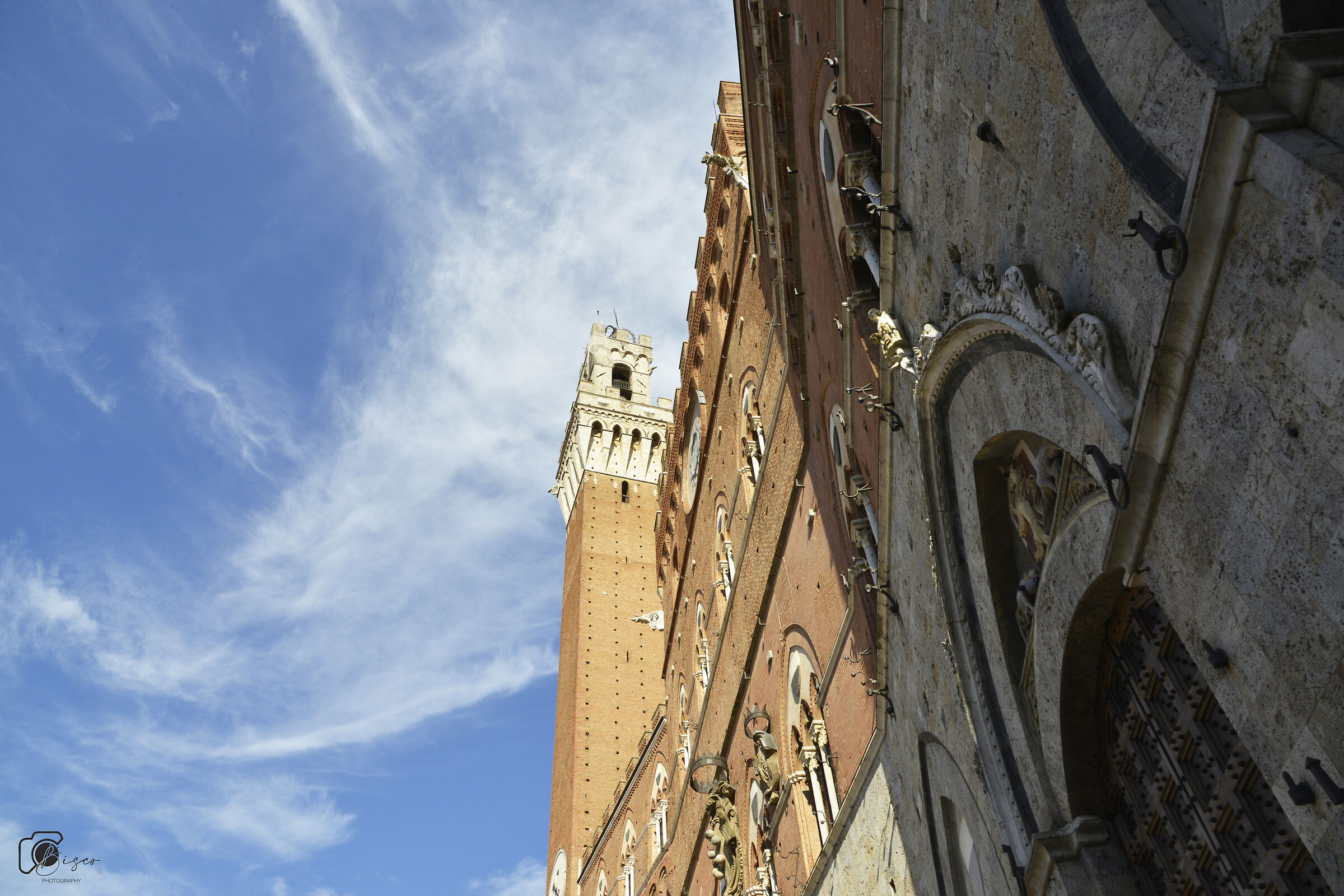 Particular view Torre del Mangia Siena...