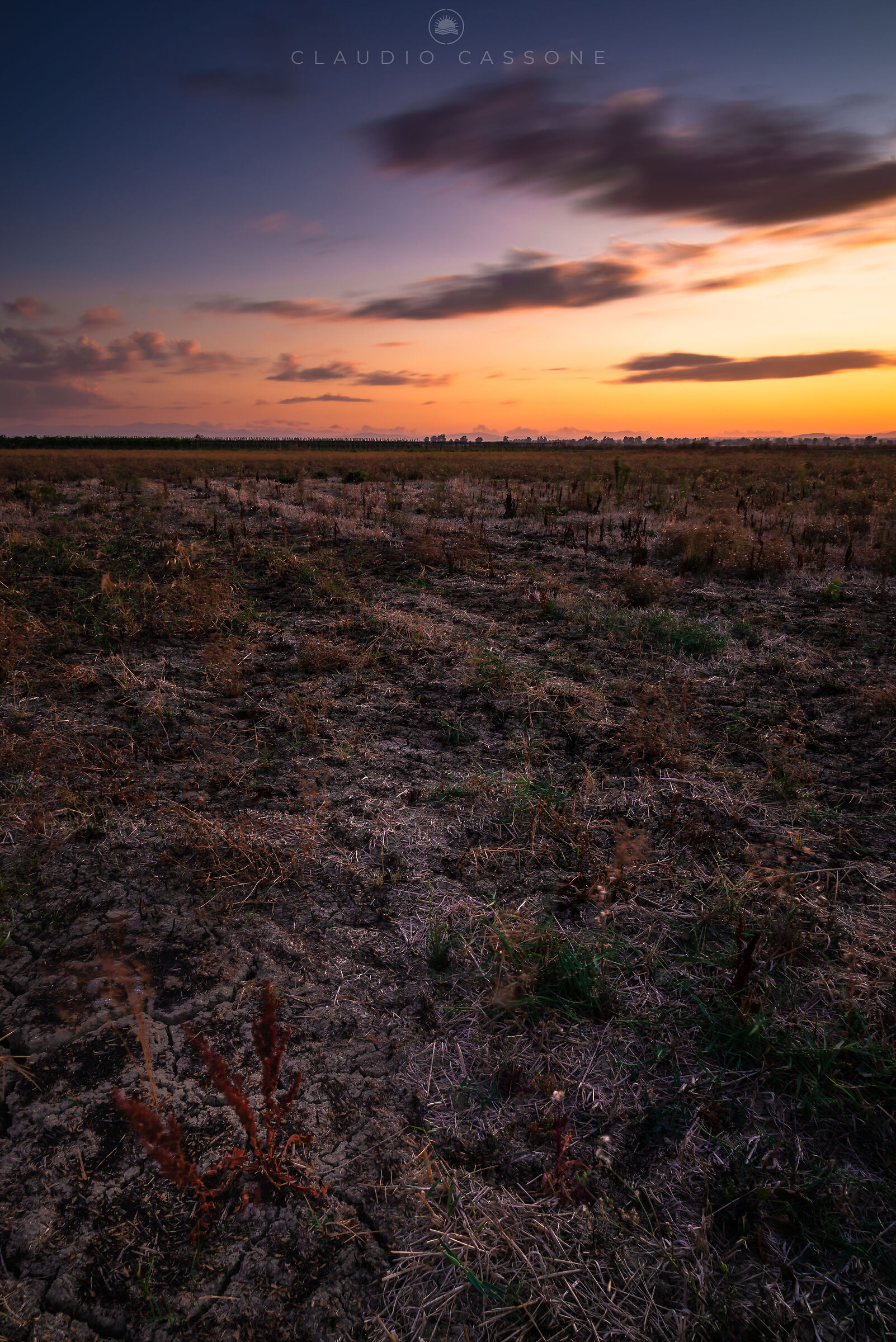 Barren countryside at sunset...