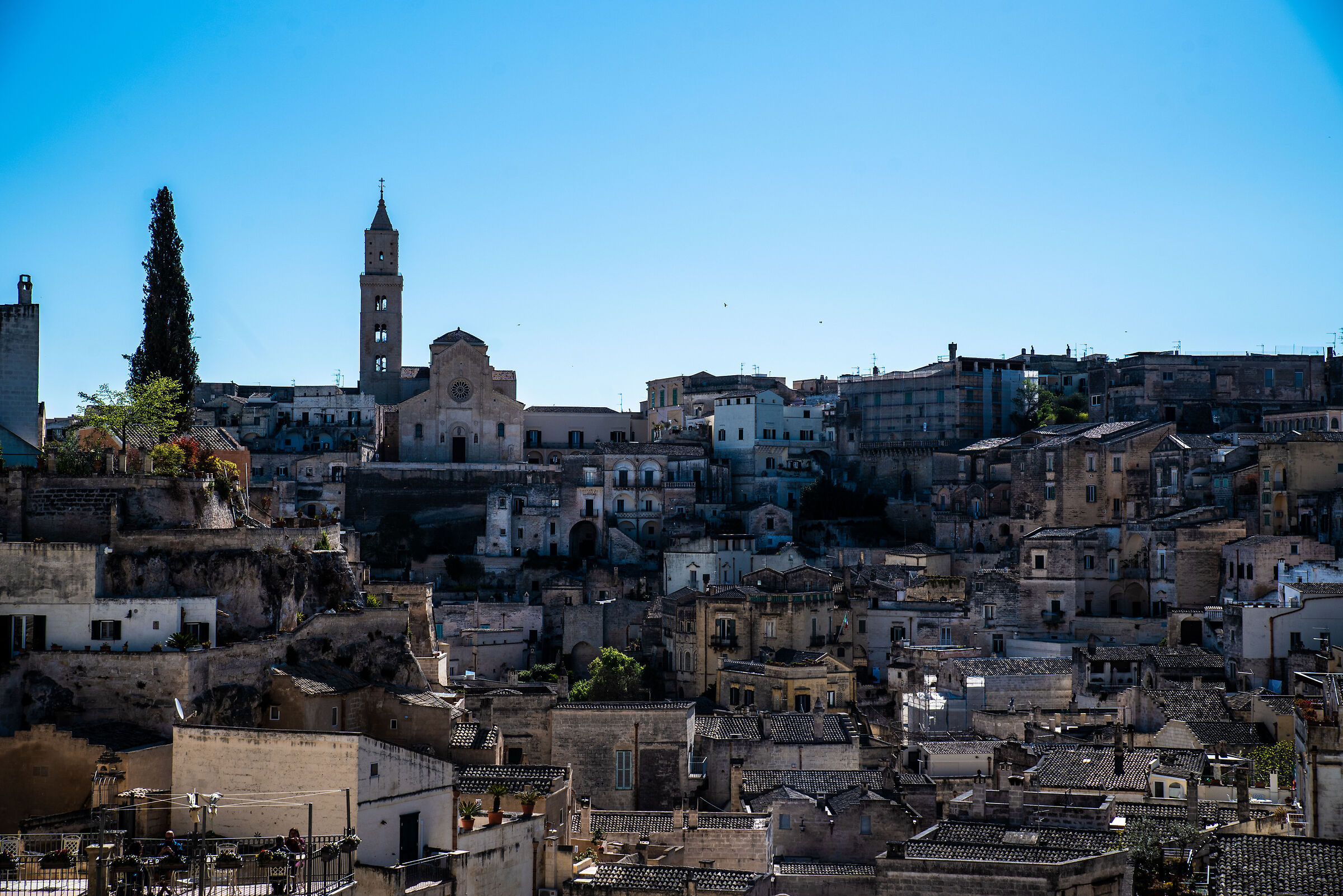 View of the Sassi of Matera (Sasso Barisano)...