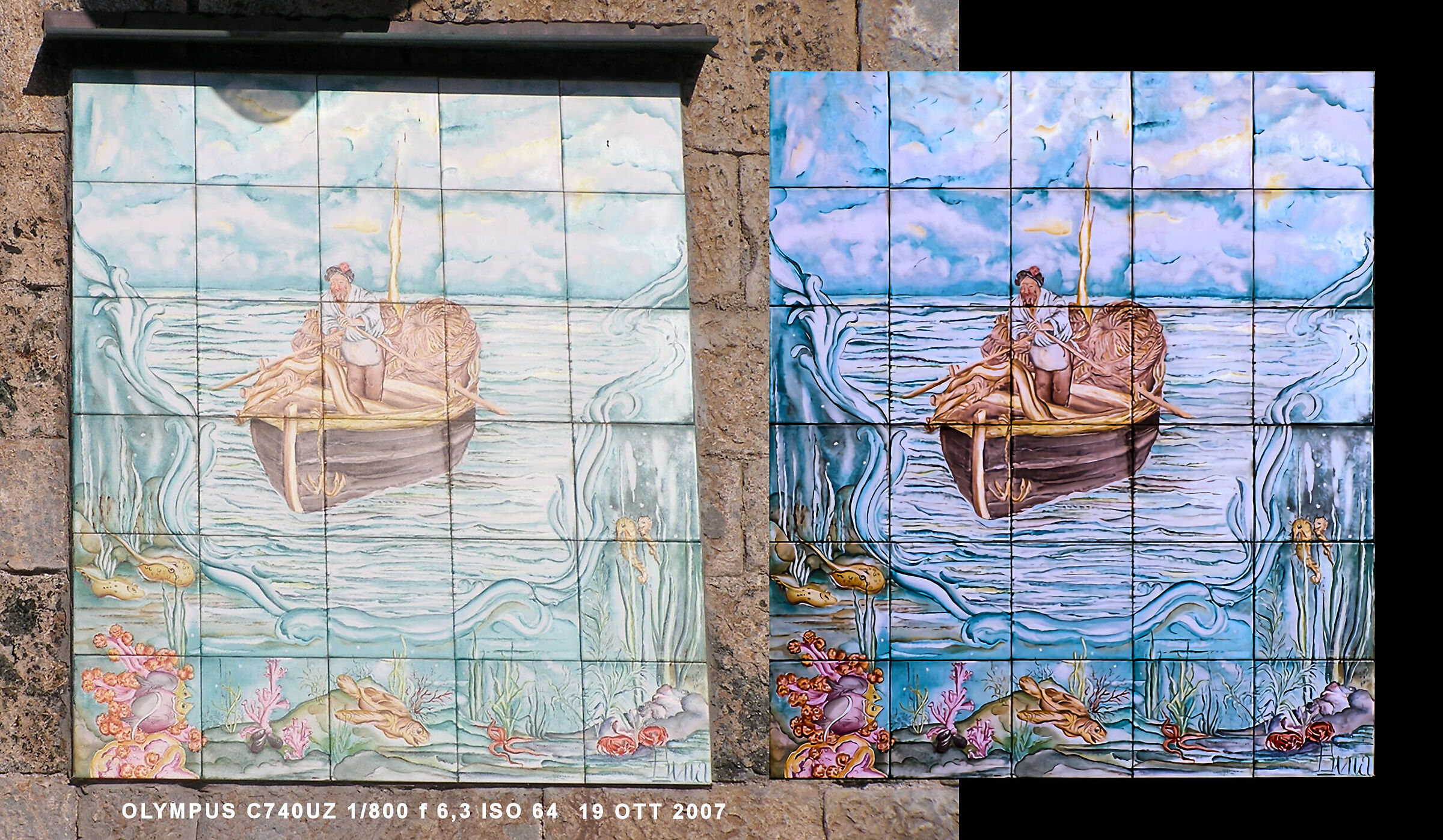 Mosaic in the small port of Framura...