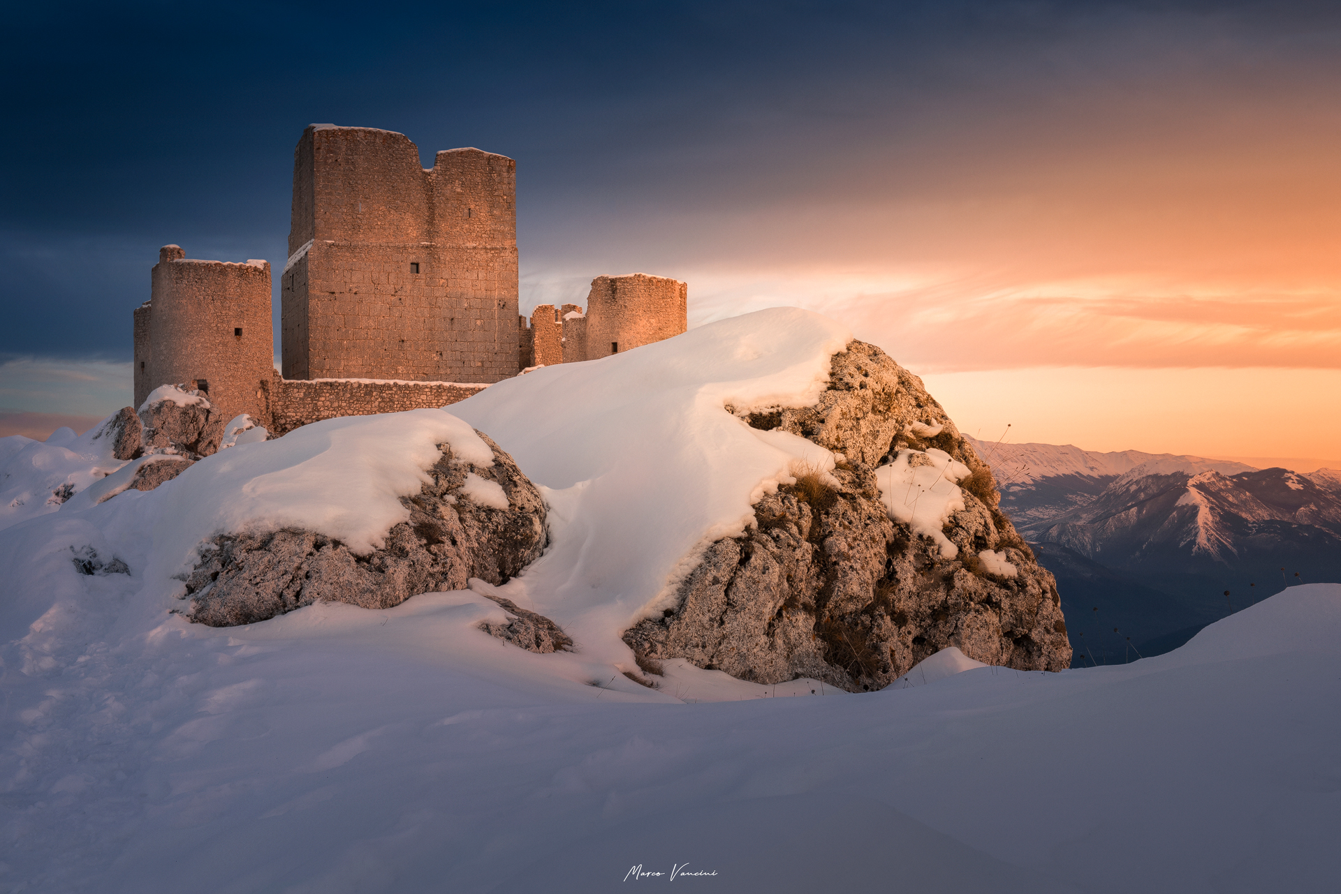 Among the snow-capped mountains stood that magical castle...