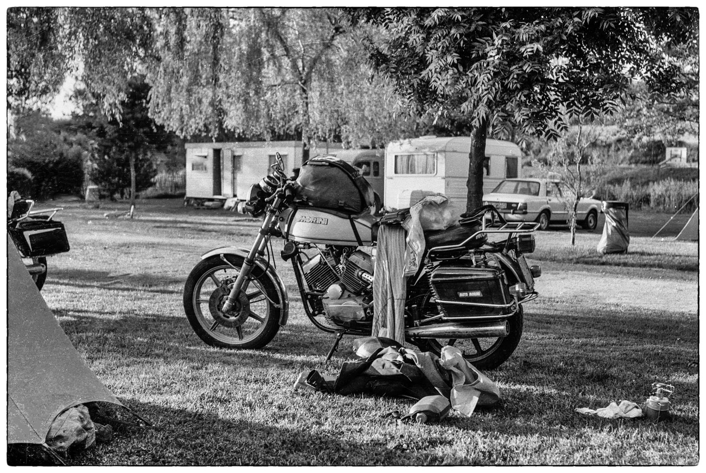 A vintage photo - camping with Morini 3 1/2...