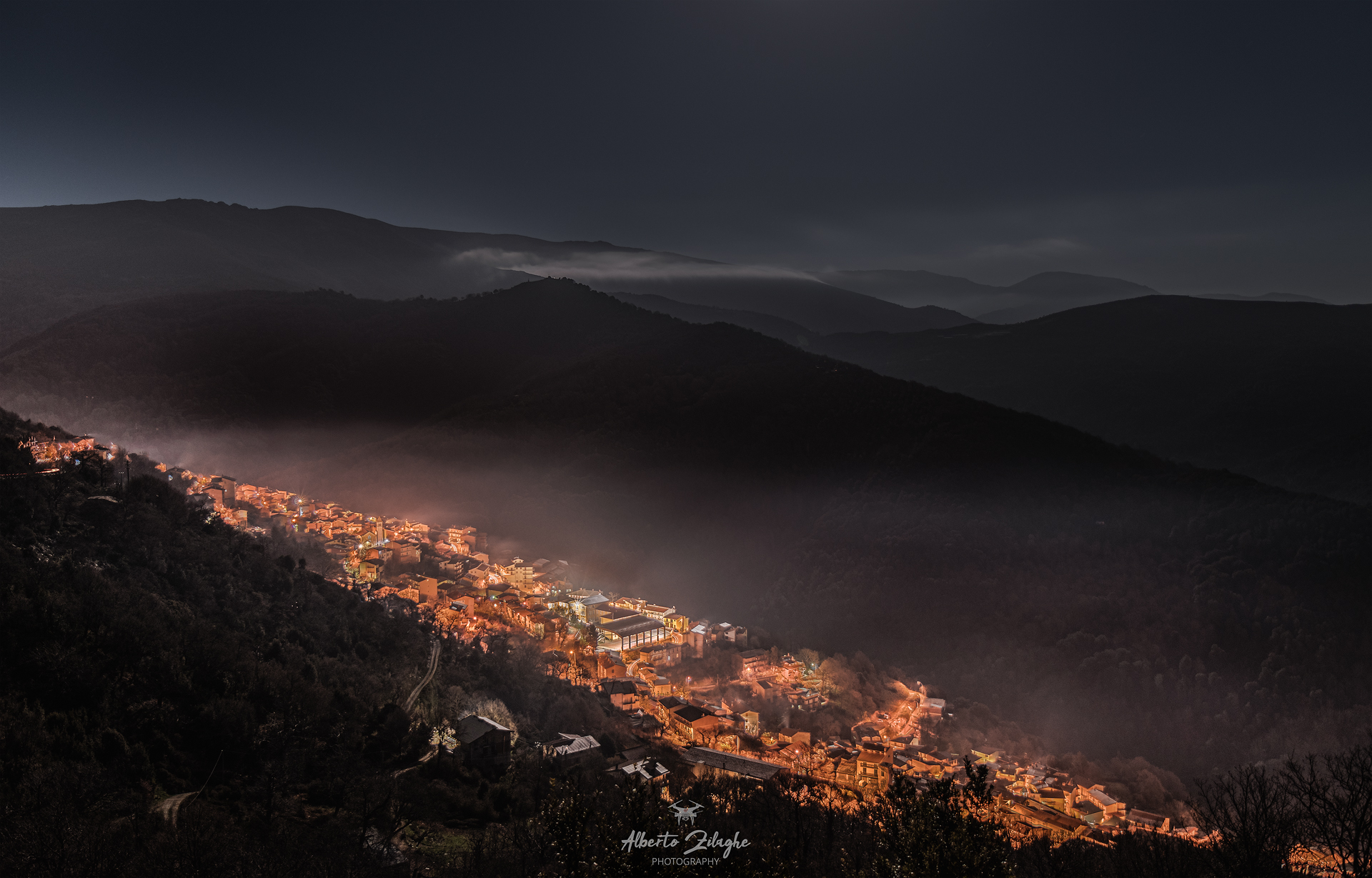 Desulo Panorama Country Nocturnal Mountains...