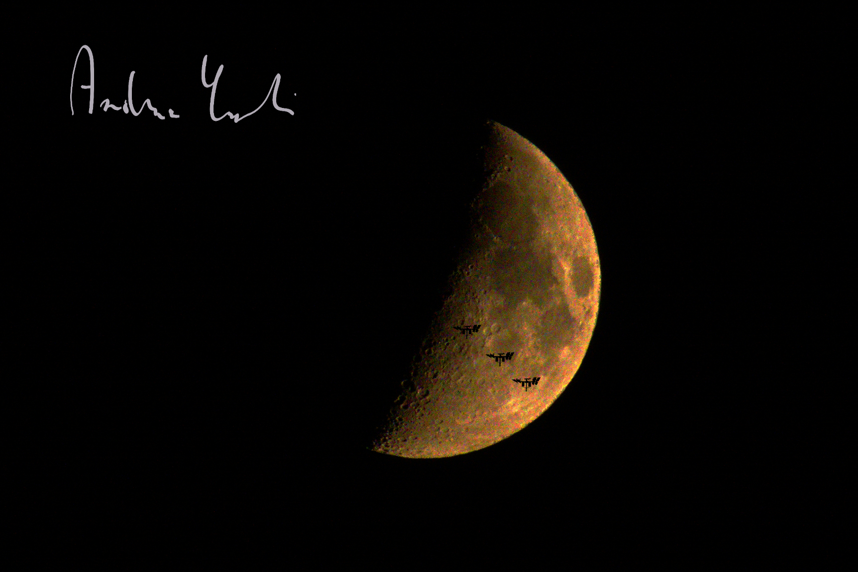 Luna con passaggio ISS 19-03-2021...