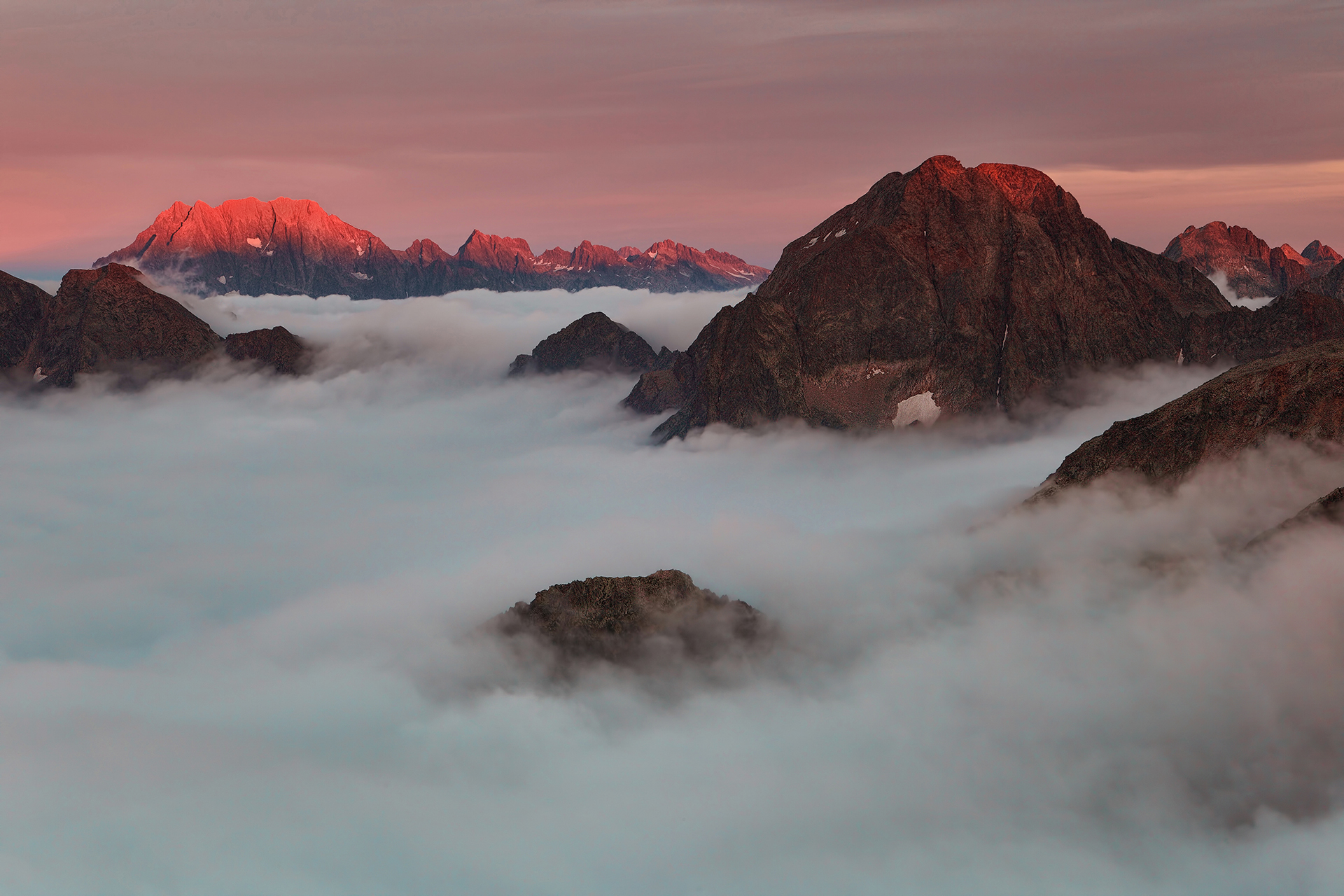 The Maritime Alps emerge from the mists...