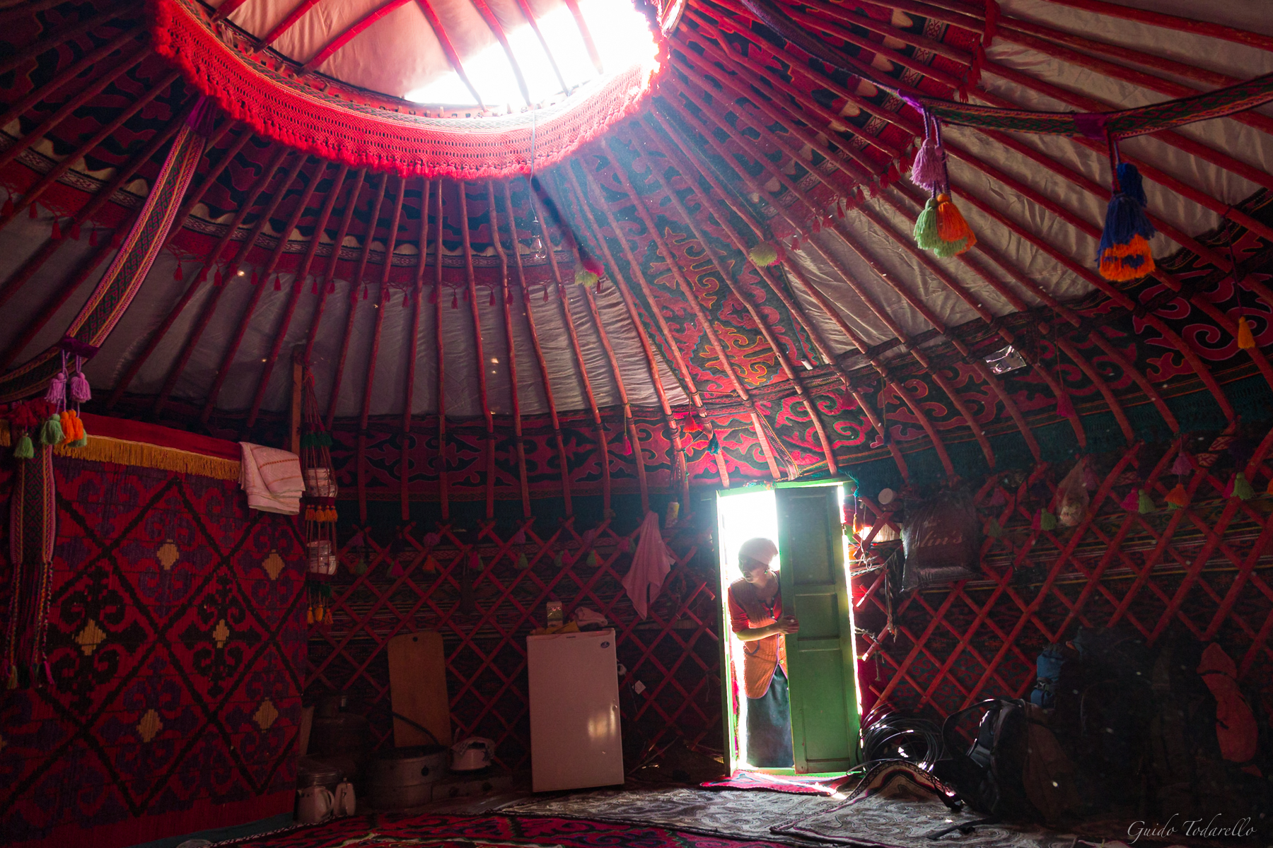 Inside a yurt...