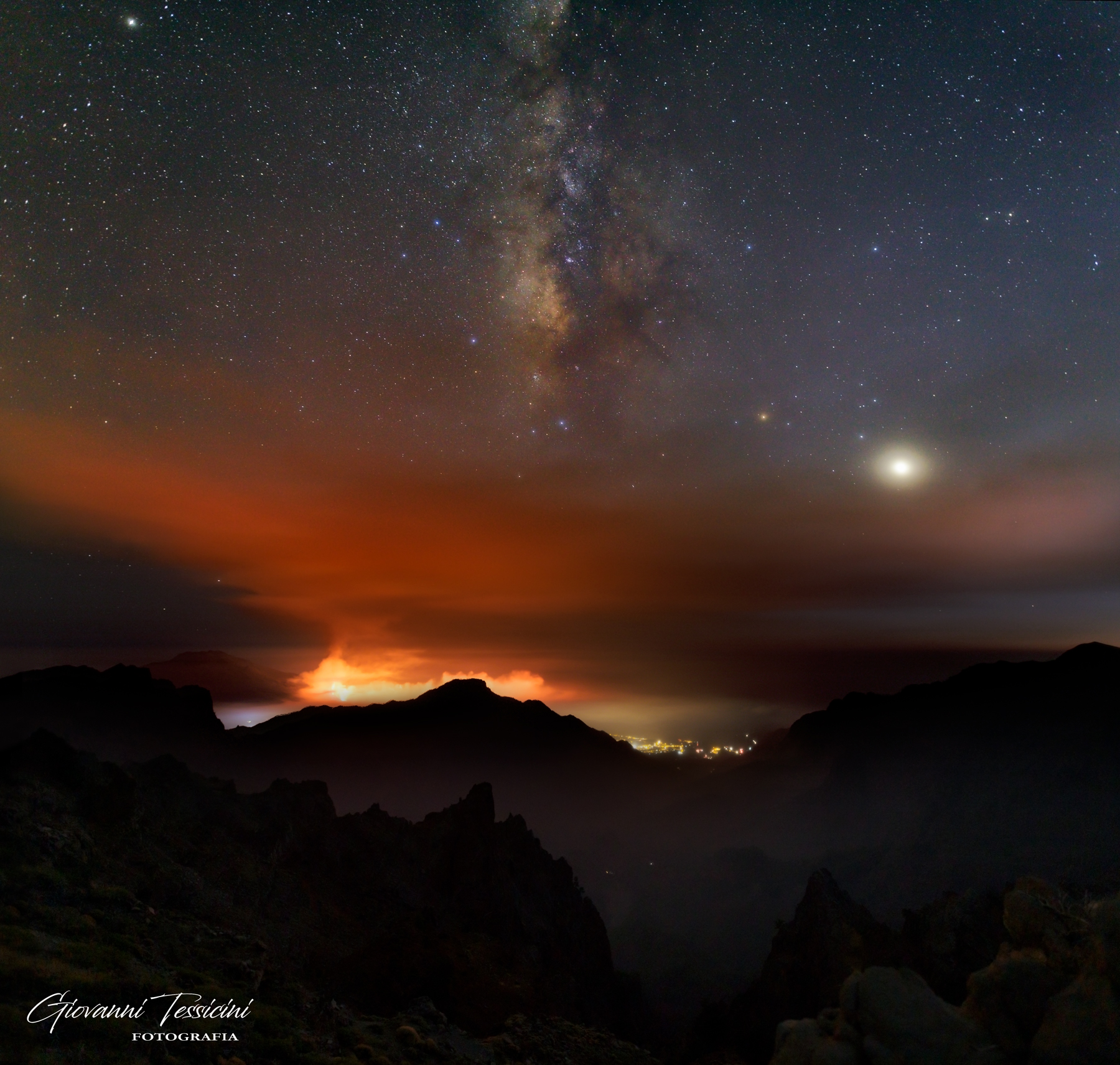 The volcano of La Palma under the Milky Way....