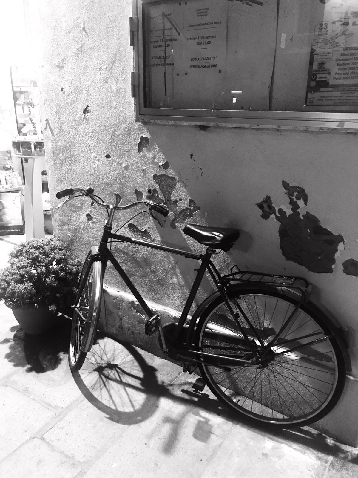 Bike against ruined wall...