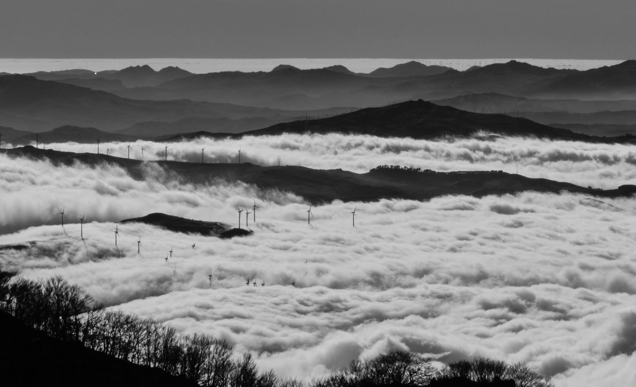 Sea of fog and wind turbines...